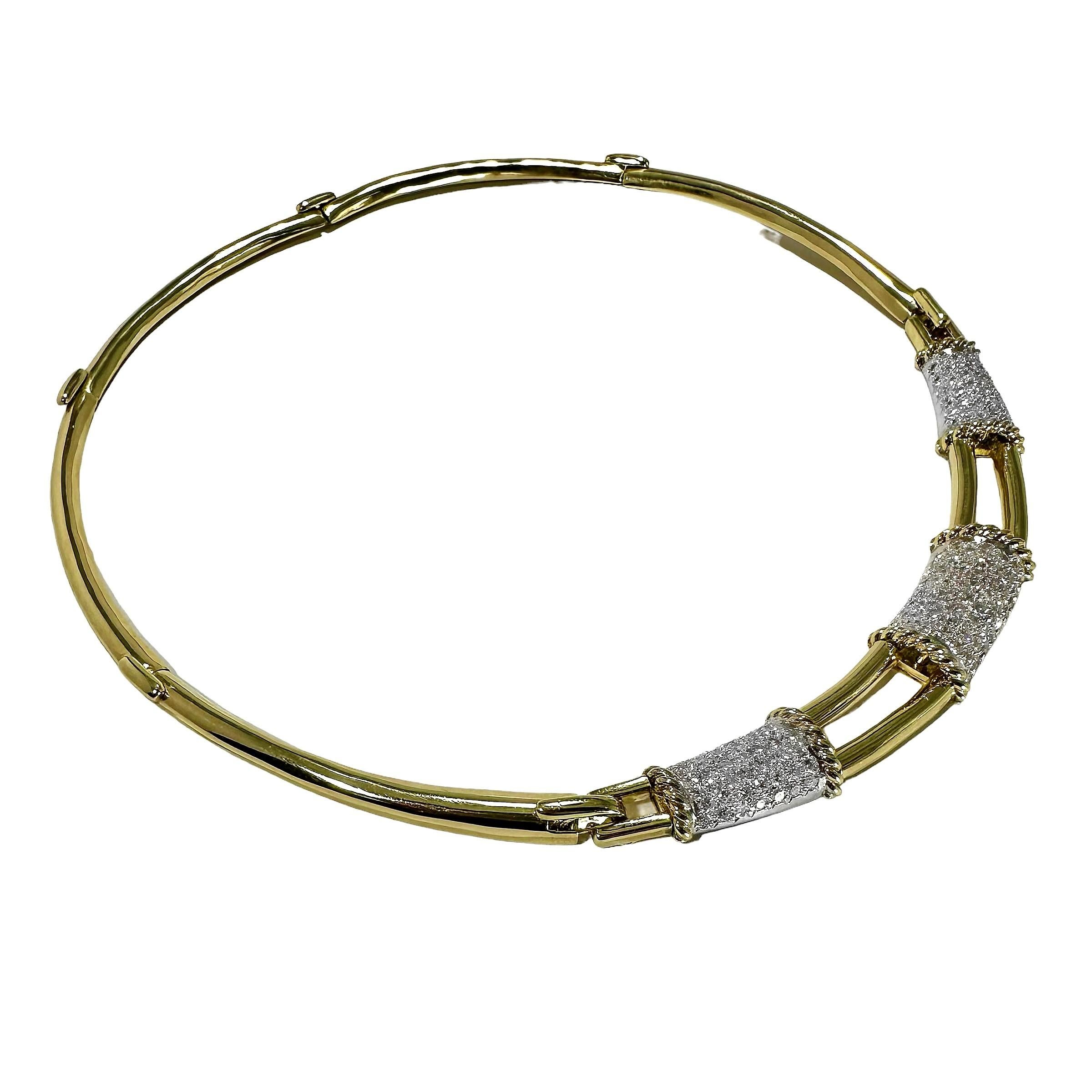 Women's Elegant Mid-20th Century 18K Gold and Diamond Choker Necklace For Sale
