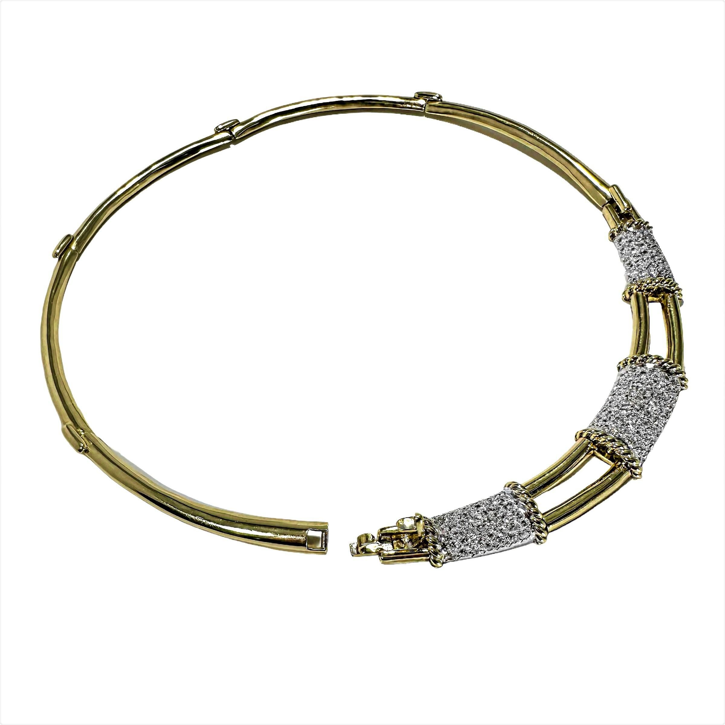 Elegant Mid-20th Century 18K Gold and Diamond Choker Necklace For Sale 2