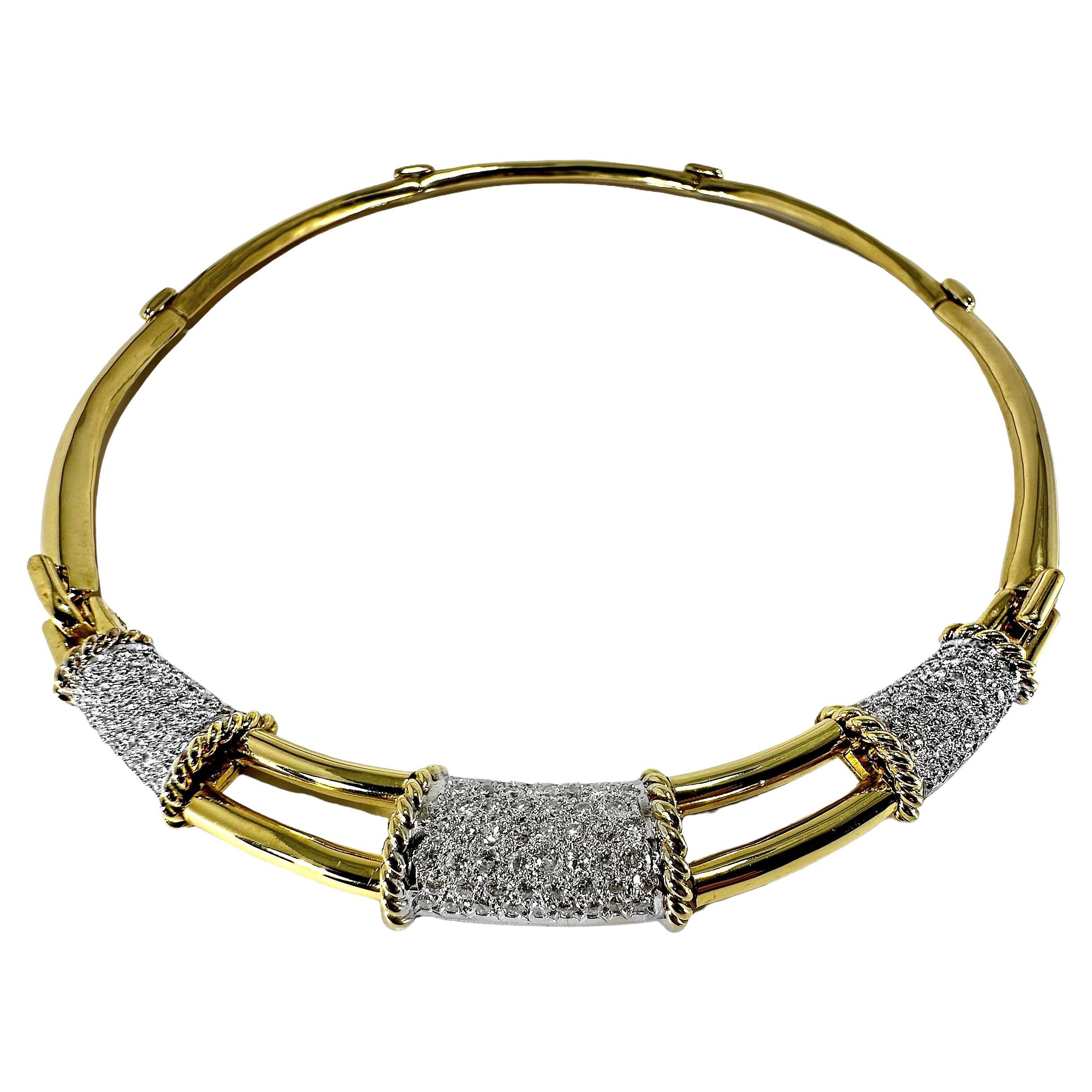 Elegant Mid-20th Century 18K Gold and Diamond Choker Necklace