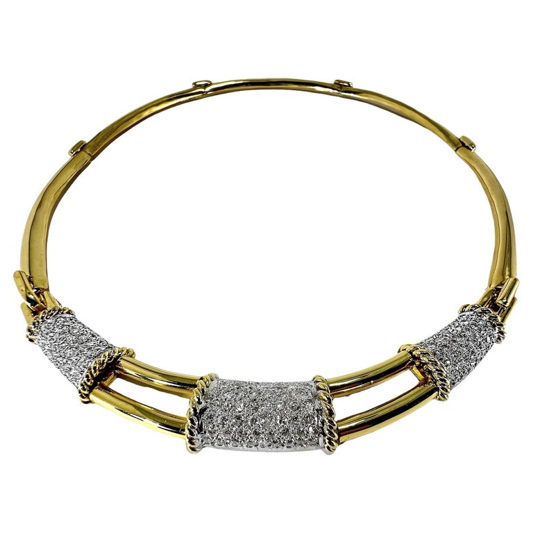 Vintage 1920's Style Diamante Teardrop Choker Necklace - Gold