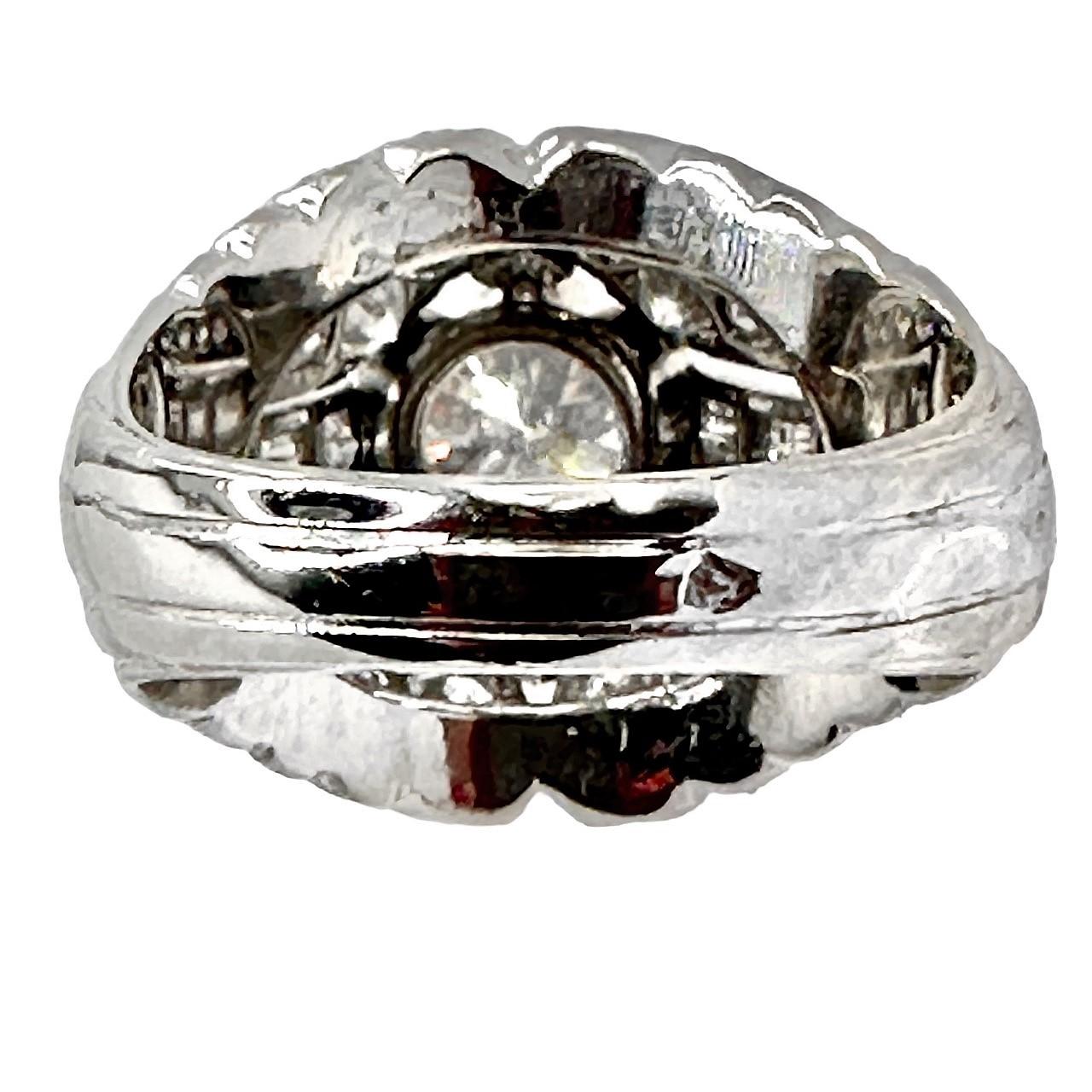 Elegant Mid-20th Century French Platinum Diamond Solitaire Ring 1.98ct Center  For Sale 1