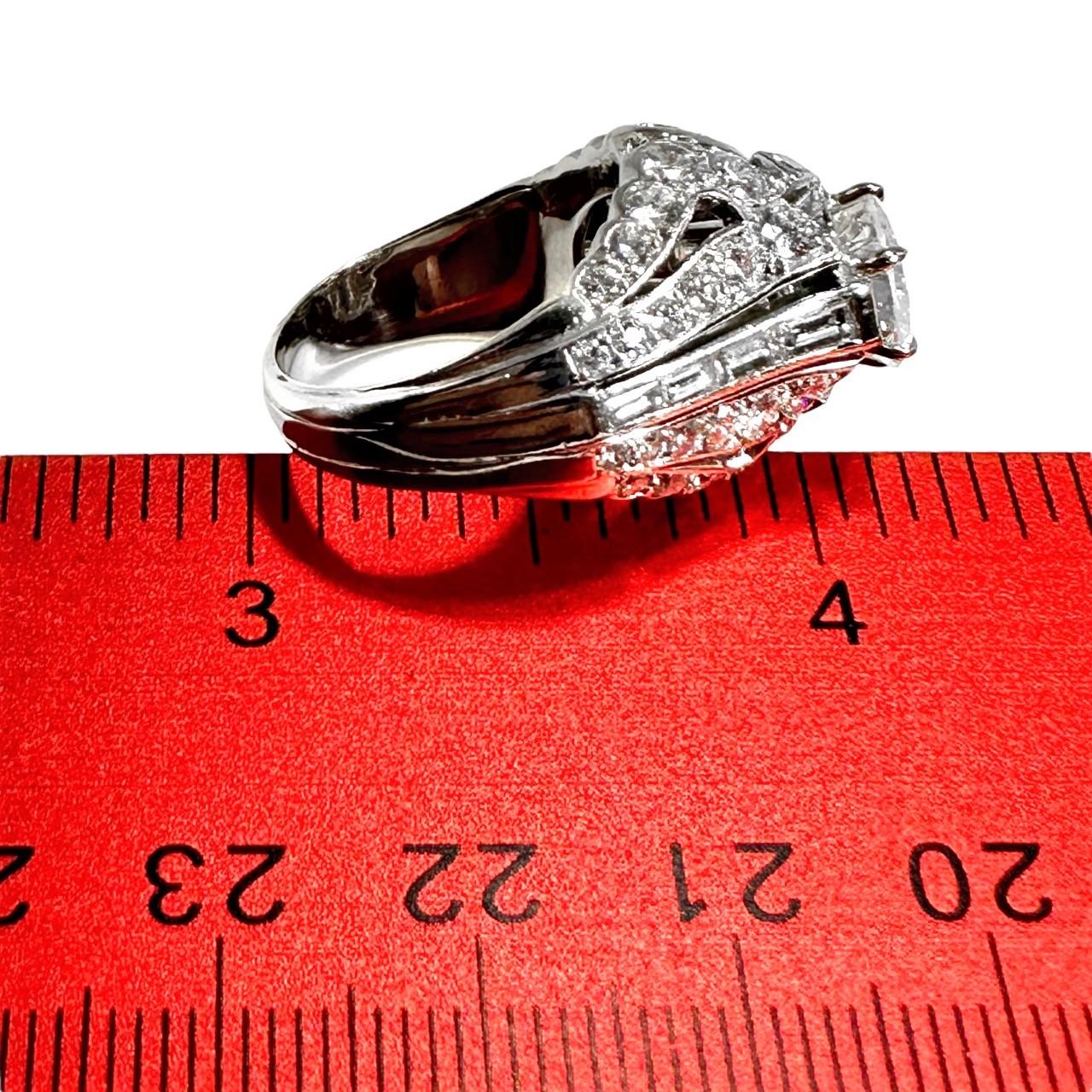 Elegant Mid-20th Century French Platinum Diamond Solitaire Ring 1.98ct Center  For Sale 2