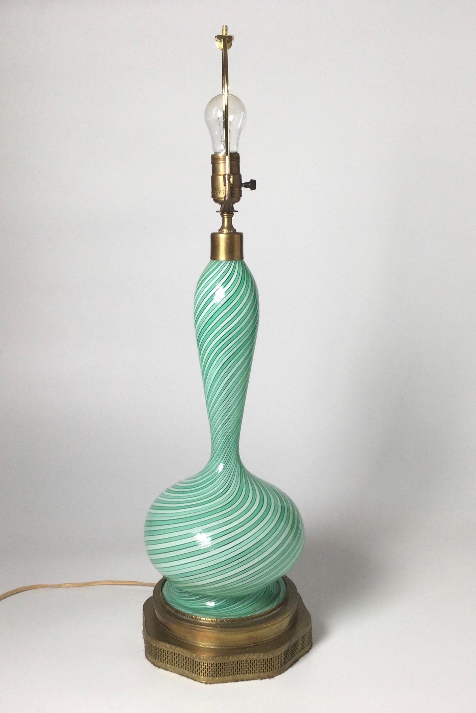 Art Glass Elegant Mid 20th Century Italian Murano Glass Lamp For Sale
