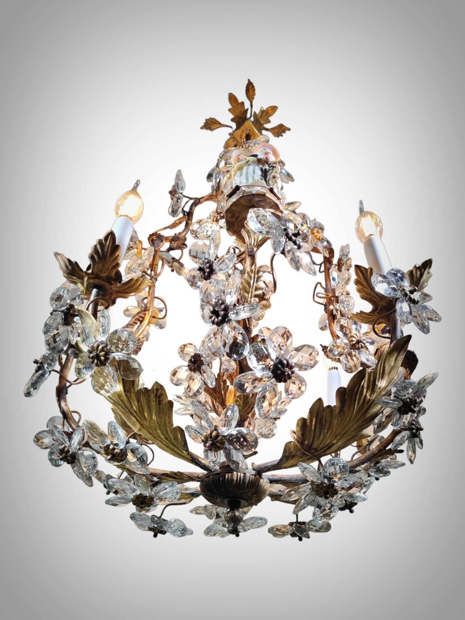 Elegante lámpara de araña Jansen de mediados del siglo XX en venta 7