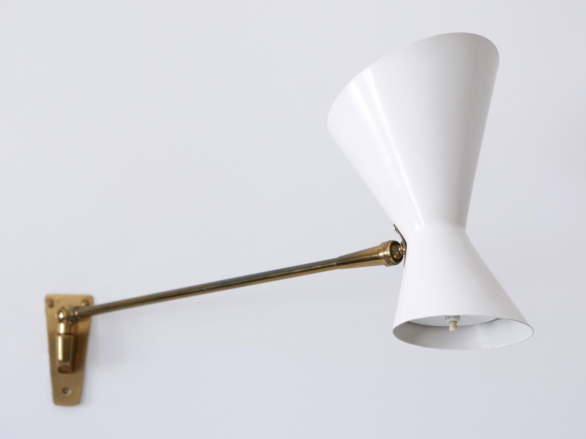 Elegant Mid Century Articulated Diabolo Wall Lamp by Belmag Switzerland 1950s For Sale 7