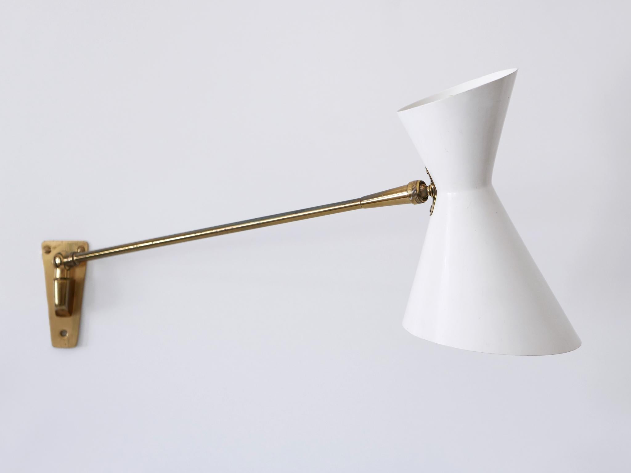 Elegance Mid Century Articulated Diabolo Wall Lamp by Belmag Switzerland 1950s en vente 8