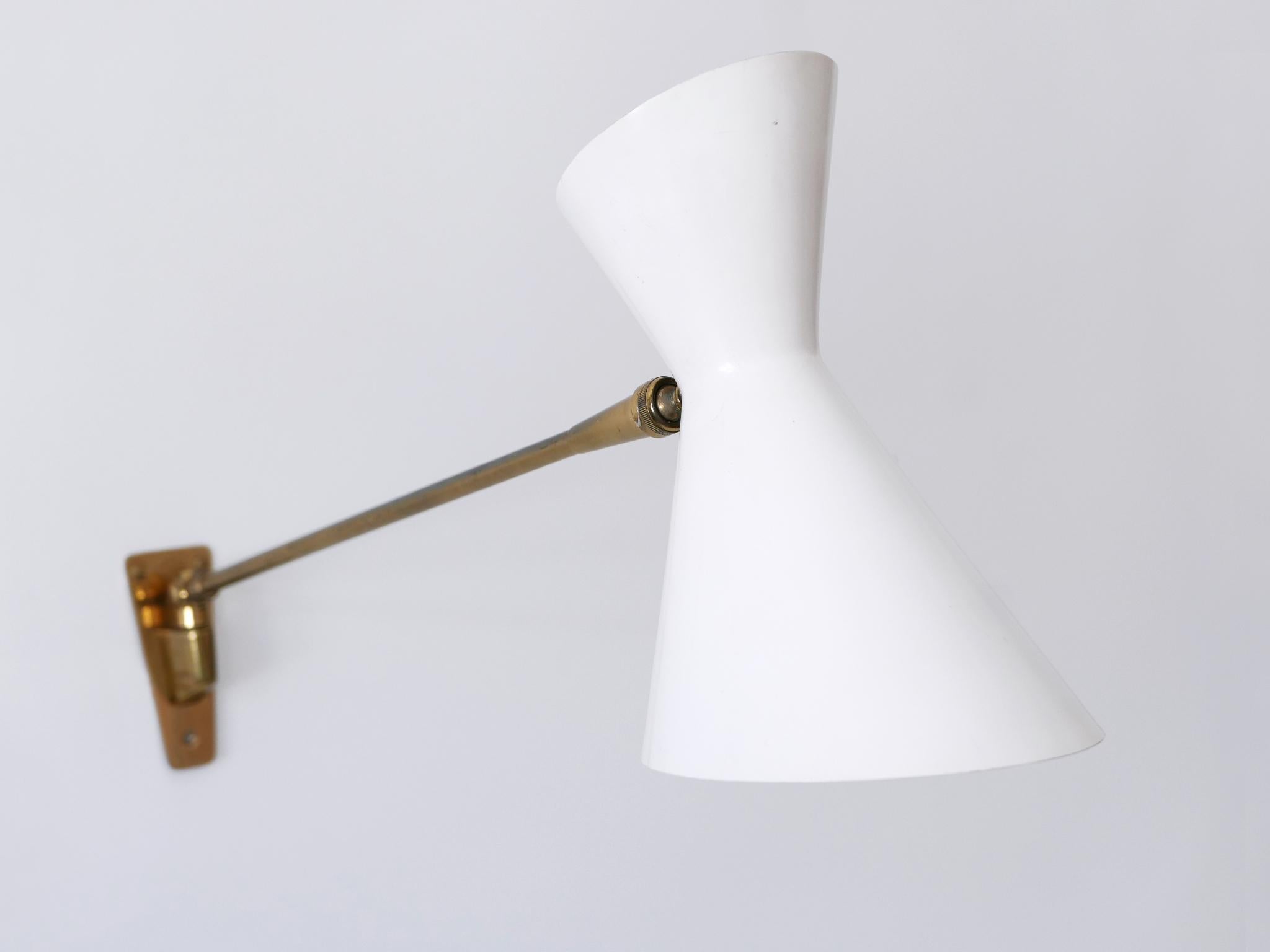 Elegant Mid Century Articulated Diabolo Wall Lamp by Belmag Switzerland 1950s For Sale 9