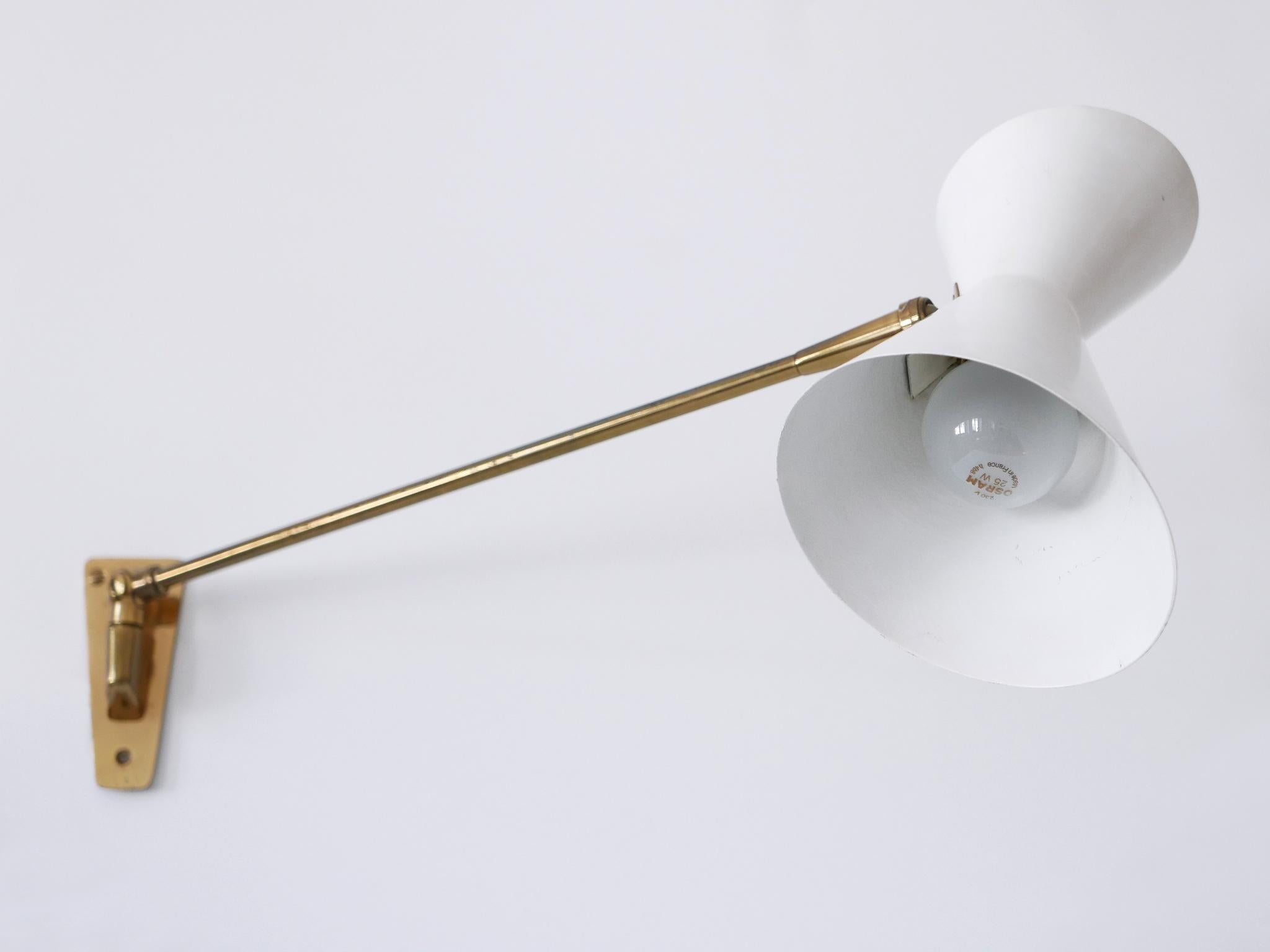 Elegance Mid Century Articulated Diabolo Wall Lamp by Belmag Switzerland 1950s en vente 11