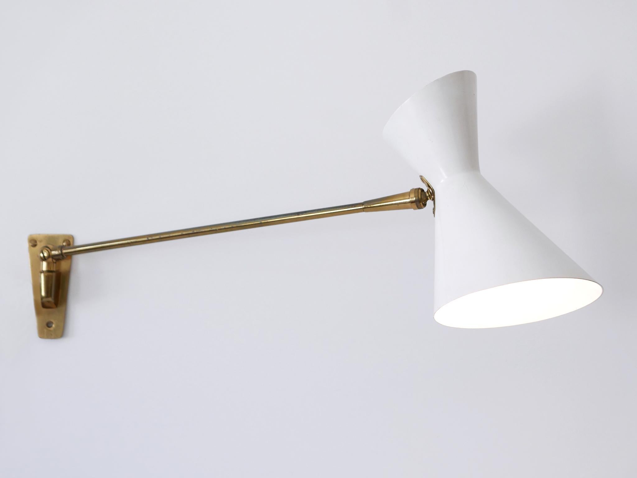 Mid-Century Modern Elegant Mid Century Articulated Diabolo Wall Lamp by Belmag Switzerland 1950s For Sale