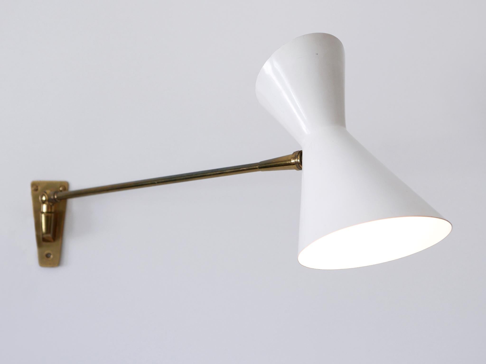 Swiss Elegant Mid Century Articulated Diabolo Wall Lamp by Belmag Switzerland 1950s For Sale