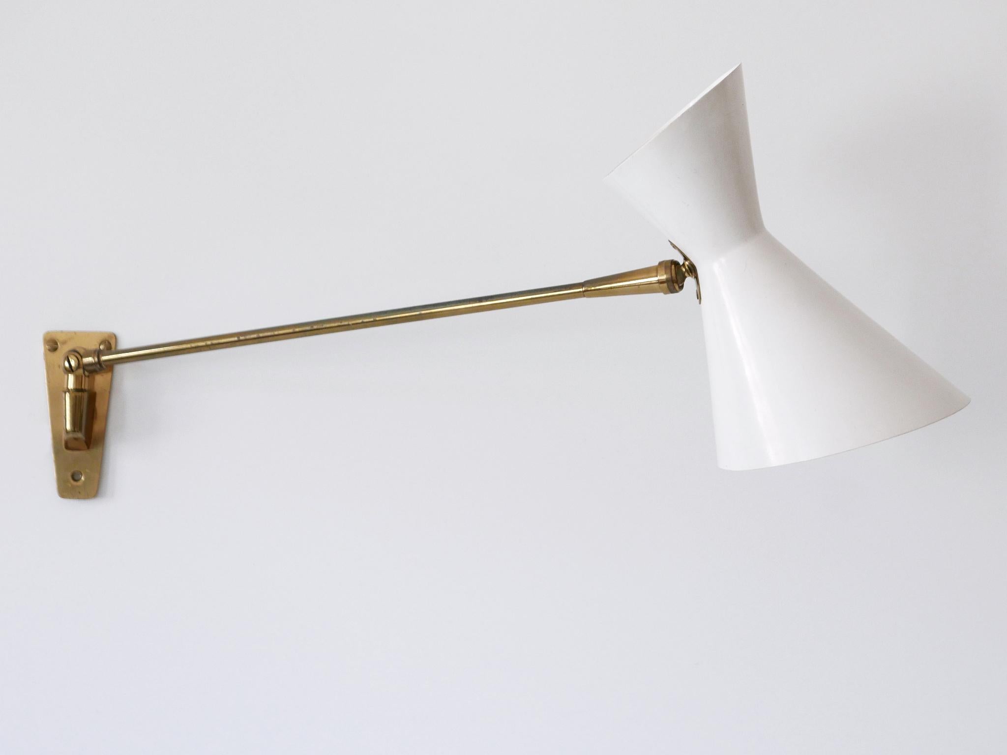 Elegant Mid Century Articulated Diabolo Wall Lamp by Belmag Switzerland 1950s In Good Condition For Sale In Munich, DE