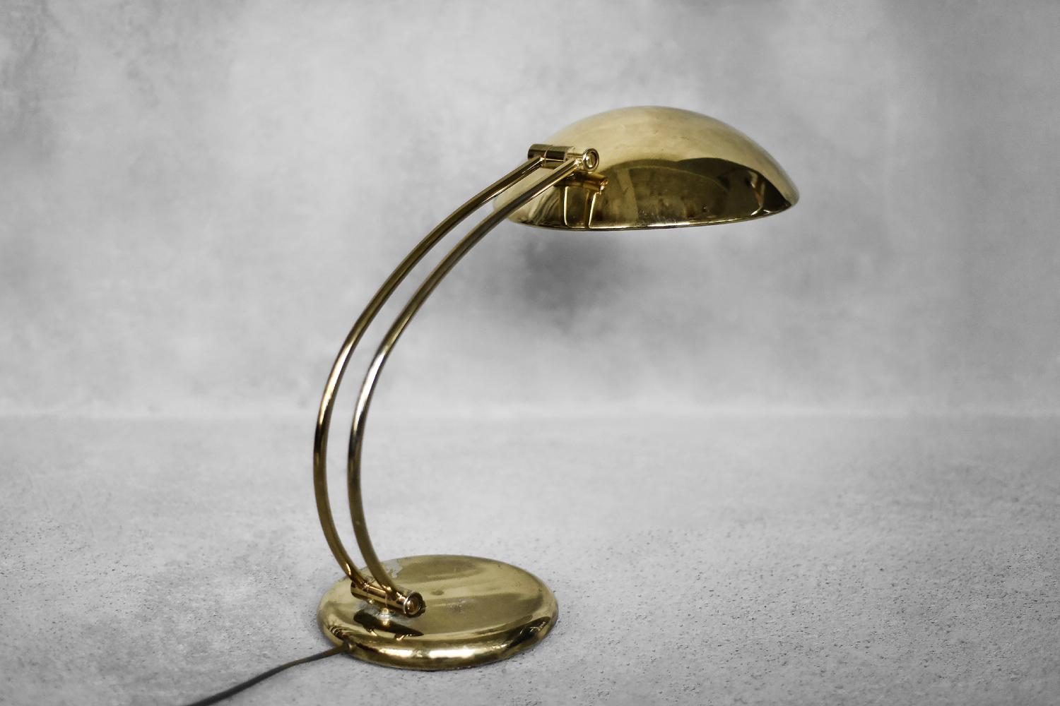 Metal Elegant Mid-Century Belgian Modern Gold Brass Desk Lamp from Massive, 1970s For Sale