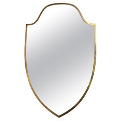 Elegante specchio da parete in ottone della metà del secolo, stile Gio Ponti, Italia