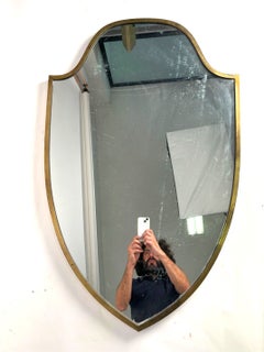 Elegant Mid-Century Brass wall mirror, Gio Ponti Style, Italy