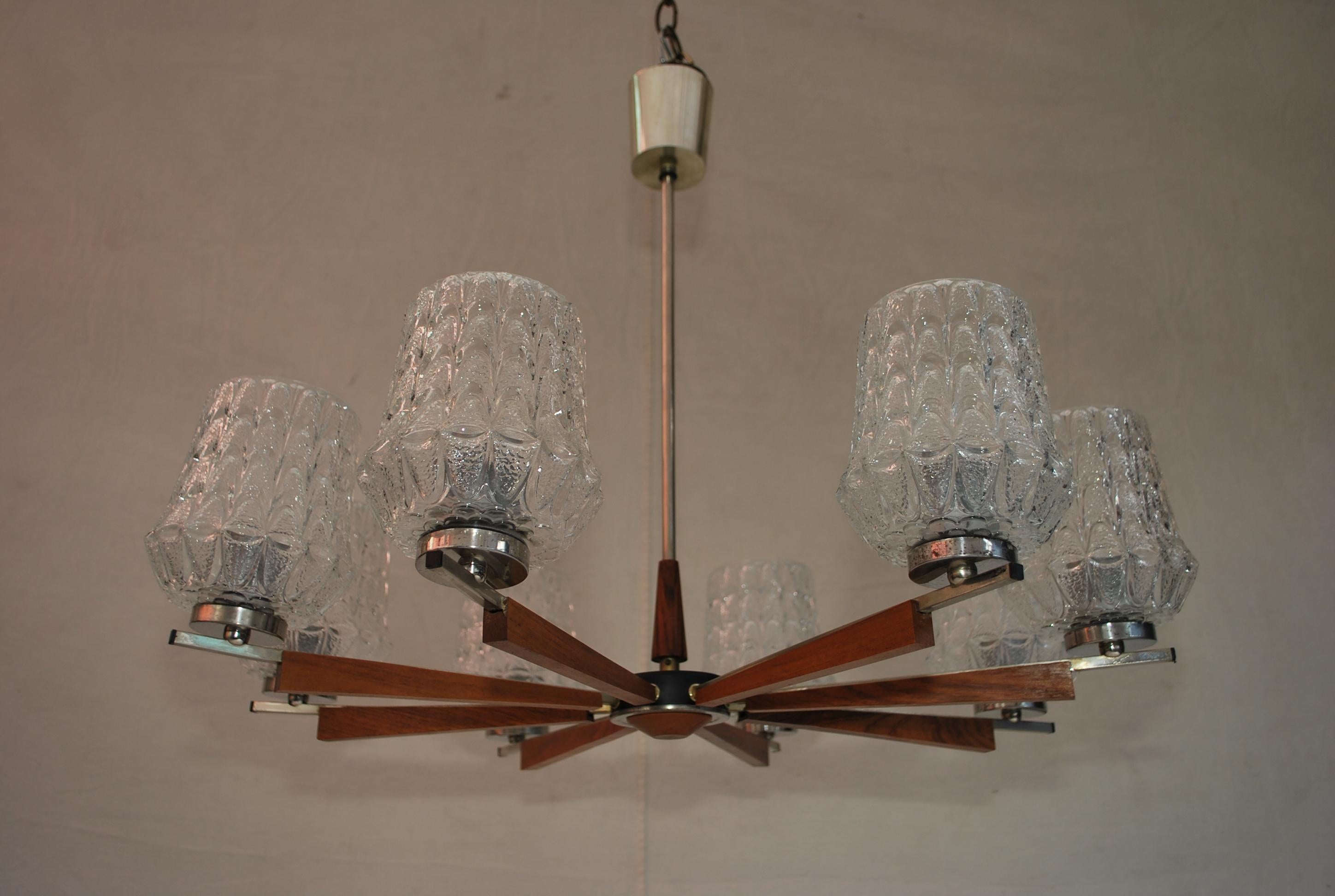 Elegant Midcentury Chandelier from Germany In Good Condition For Sale In Los Angeles, CA