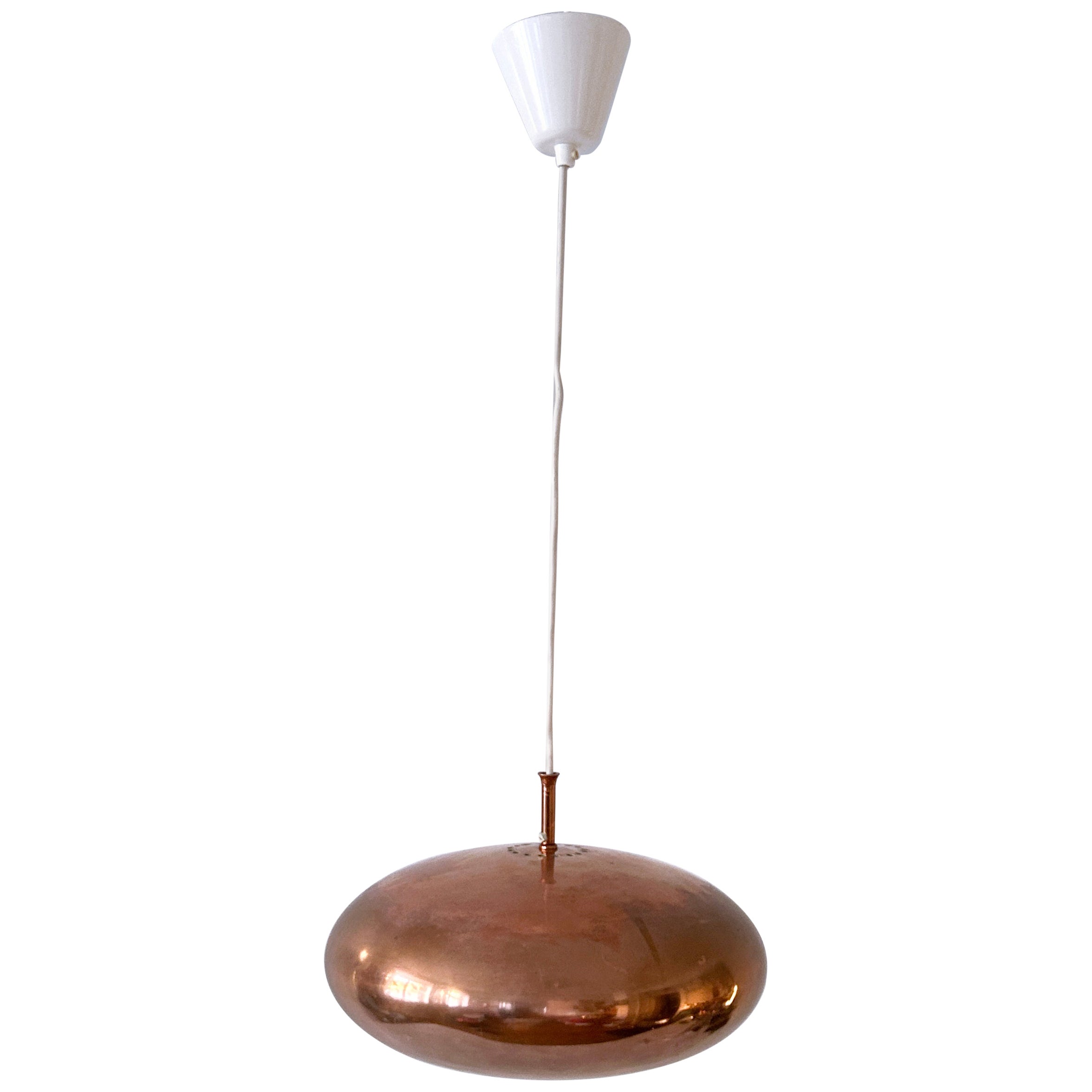 Elegant Mid Century Copper Pendant Lamp by Falkenbergs Belysning Sweden 1960s