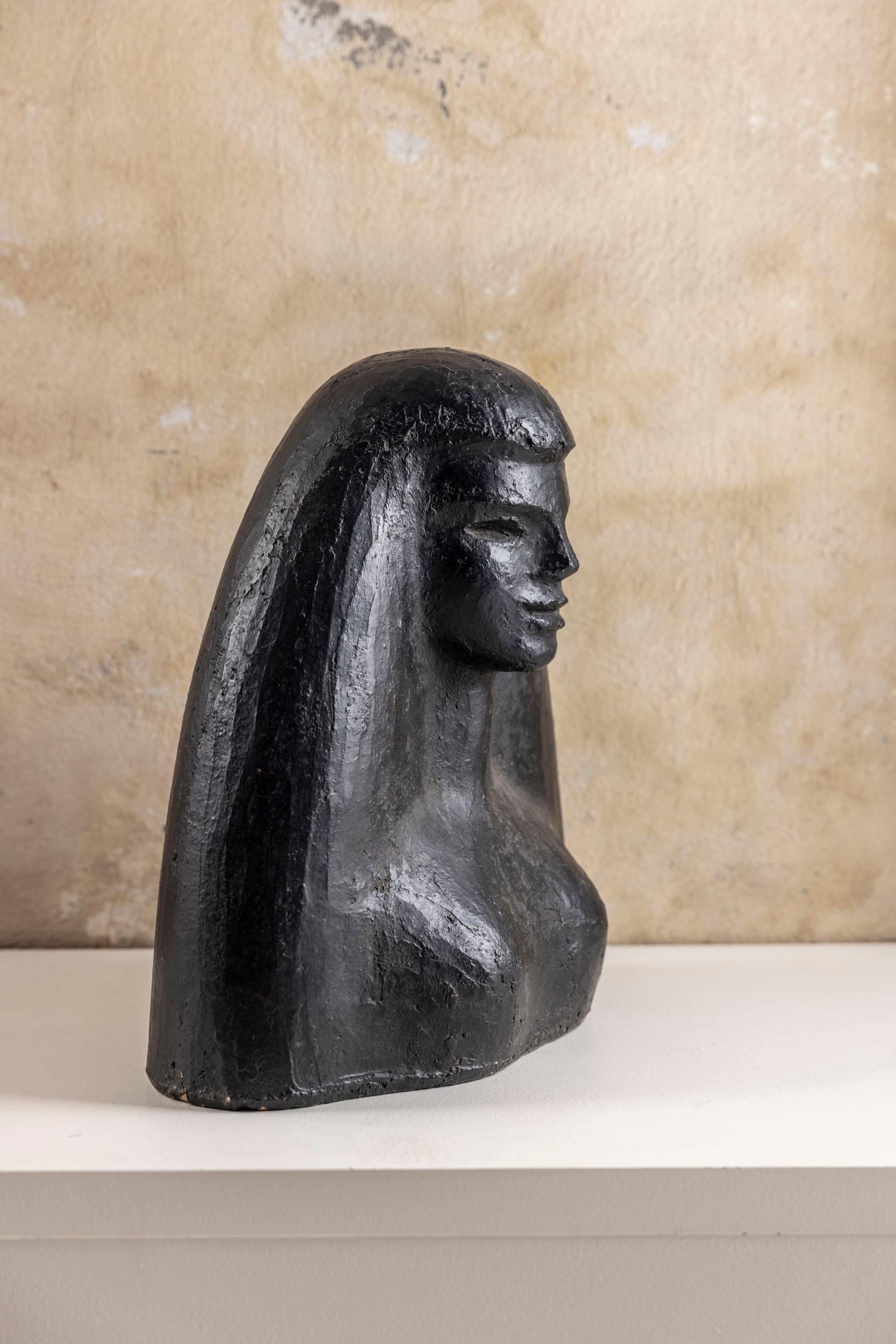 Elegante weibliche Büste aus der Jahrhundertmitte von Henri Grailhe , Frankreich 1950er Jahre im Zustand „Hervorragend“ im Angebot in Piacenza, Italy