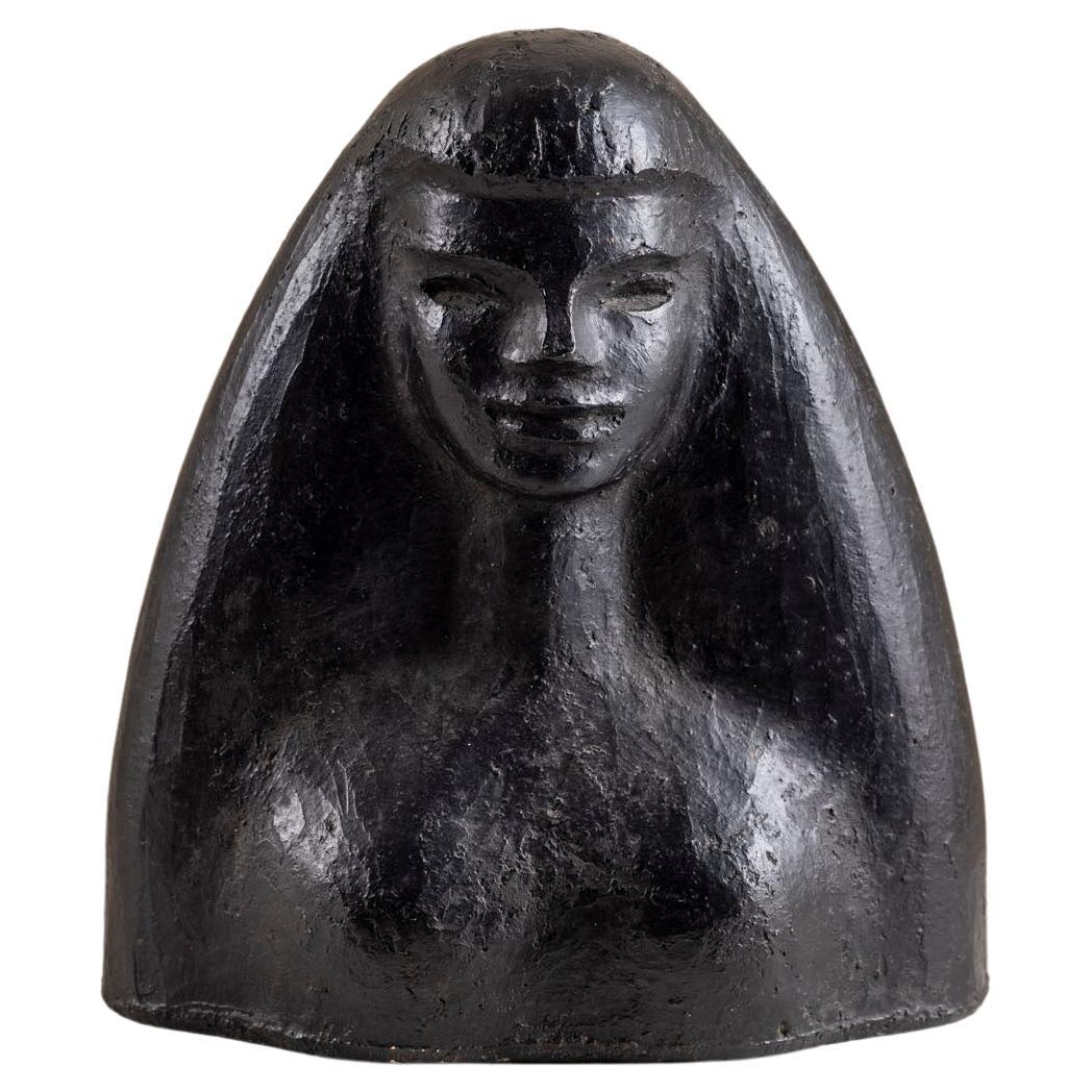 Elegant Mid-Century female bust sculpture by Henri Grailhe , France 1950s