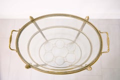 Elegant Midcentury French Polished Brass Oval Bar Cart