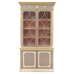 Elegant mid-century Hollywood Regency hand painted cabinet
