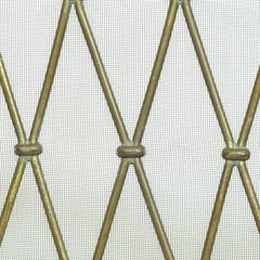 Monumental Mid-Century Italian Brass Fire Screen In Diamond Lattice Design