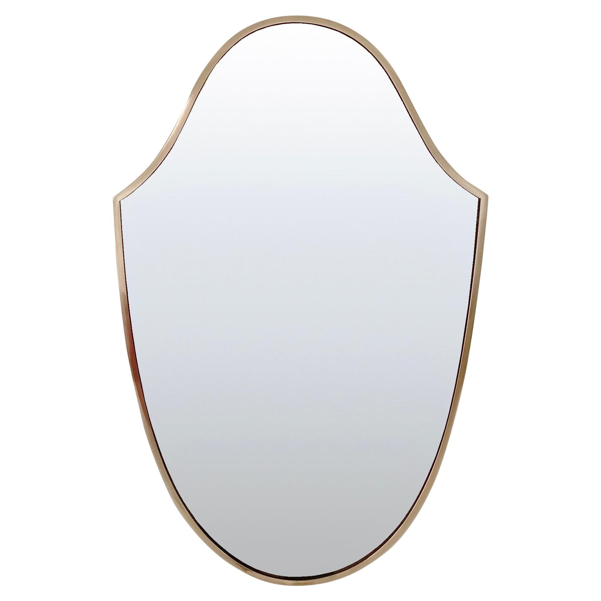 Elegant Mid-Century Italian Brass Mirror, 1950s