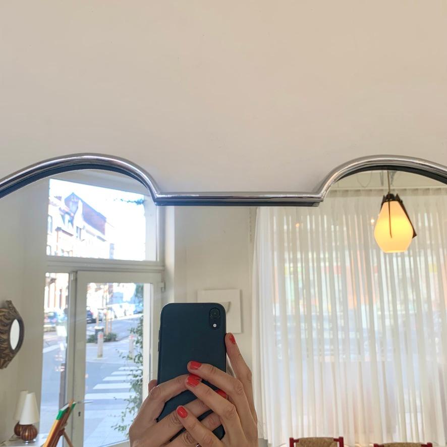 Elegance Miroir italien du milieu du siècle à cadre chromé, années 1950 en vente 5