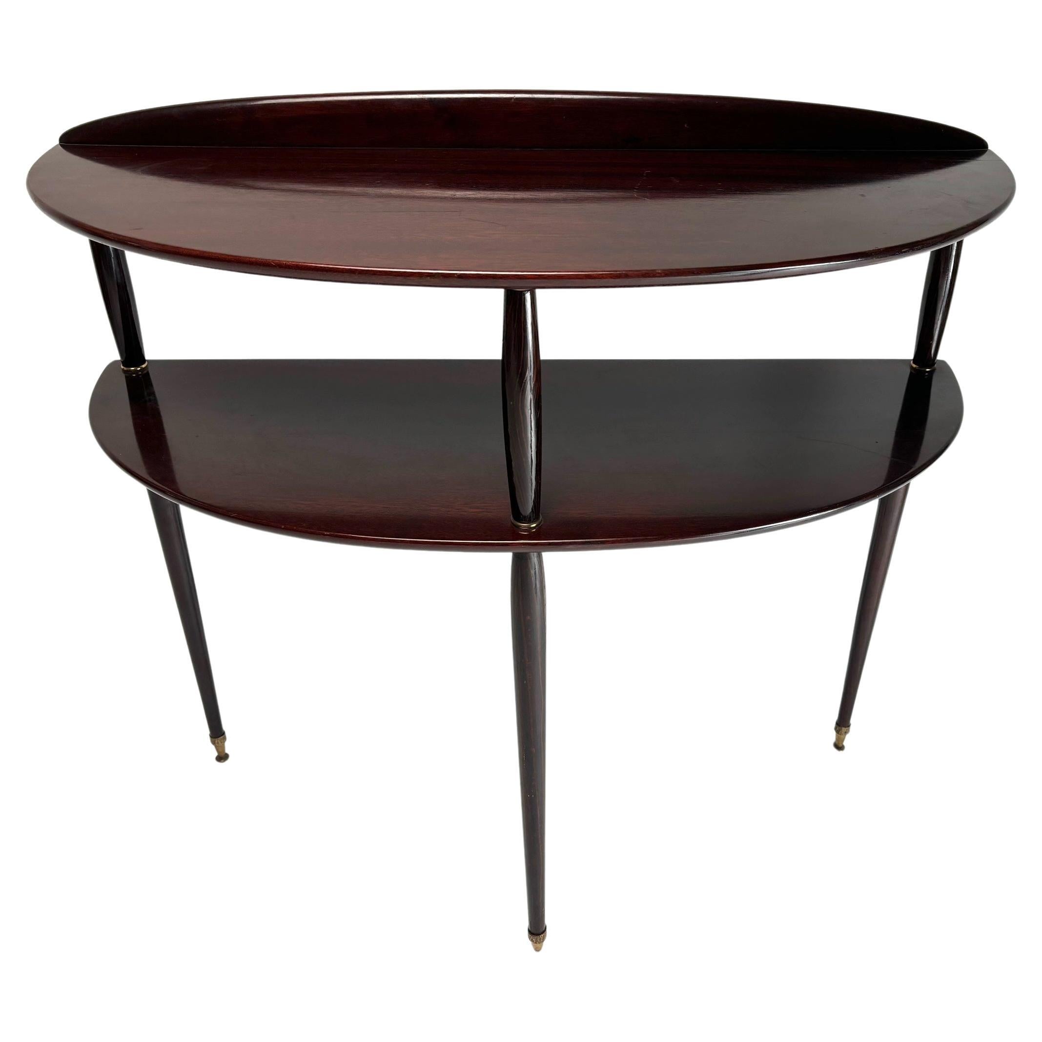 Elegant Mid-Century Italian Console Table in Wood and Brass, 1950s