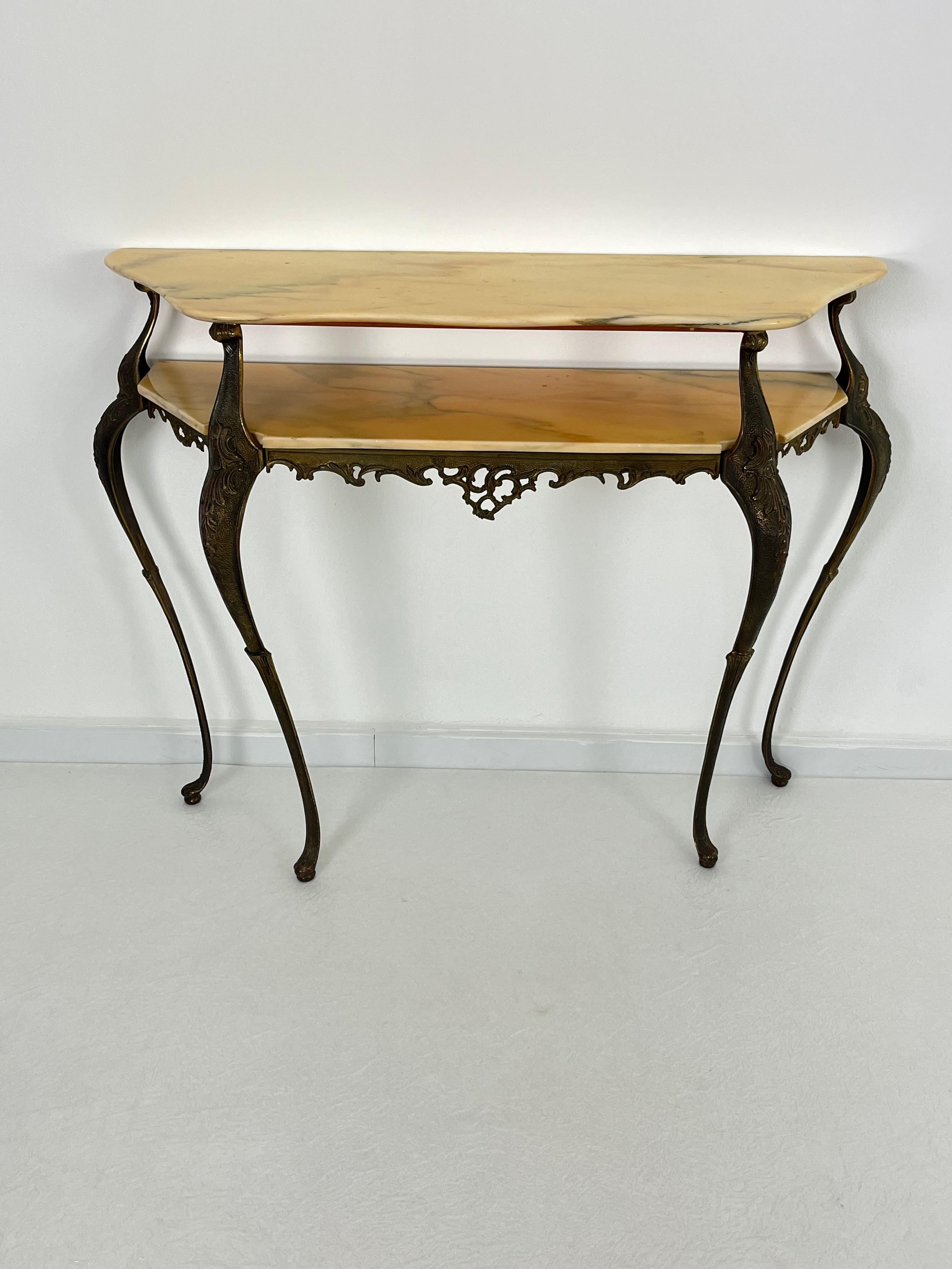 Elegante italienische Konsole aus der Mitte des Jahrhunderts mit Spiegel, 1950er Jahre im Angebot 5