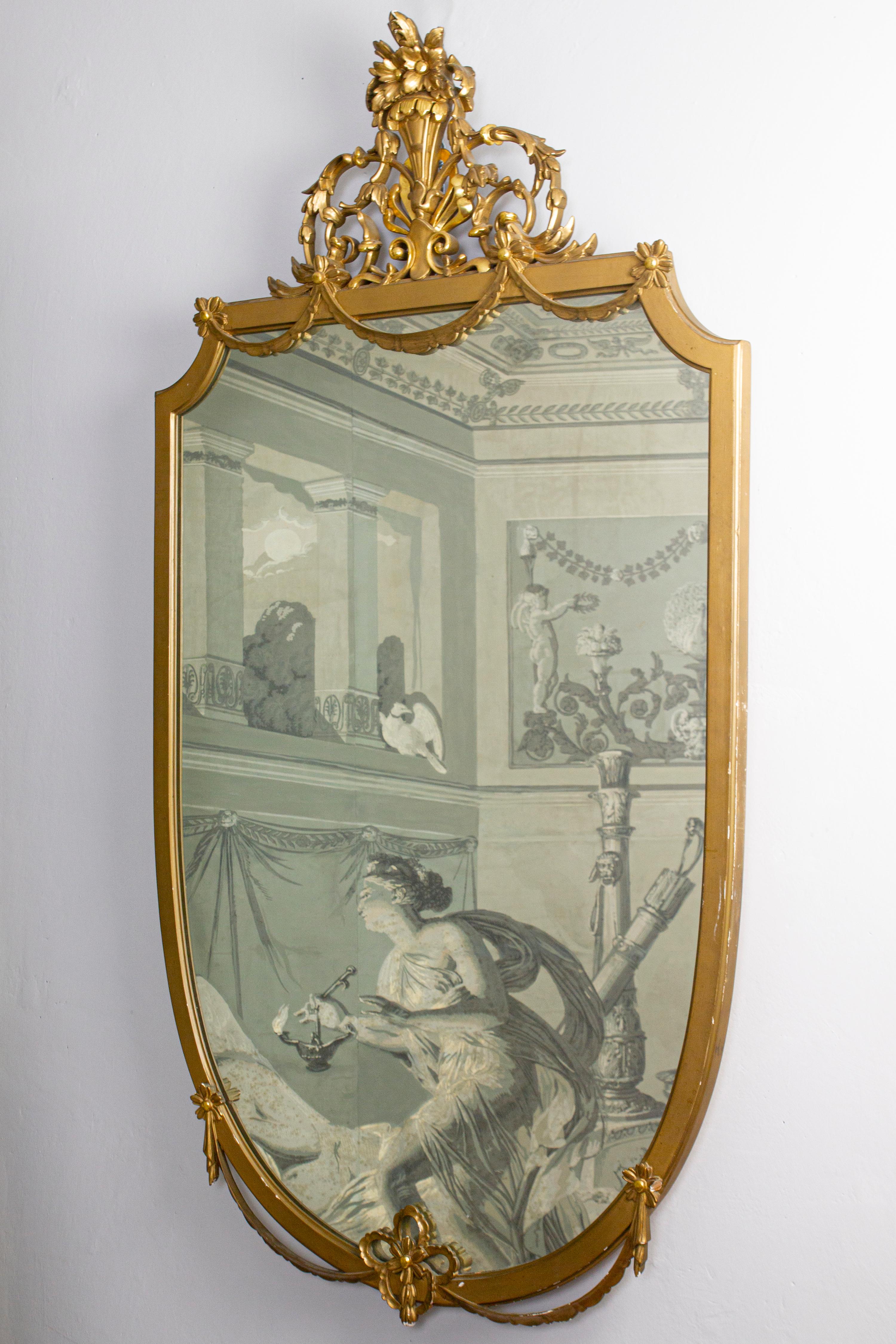 Mid-Century Modern Elegant Mid -Century Italian Gilt-wood Mirror, 1950' For Sale