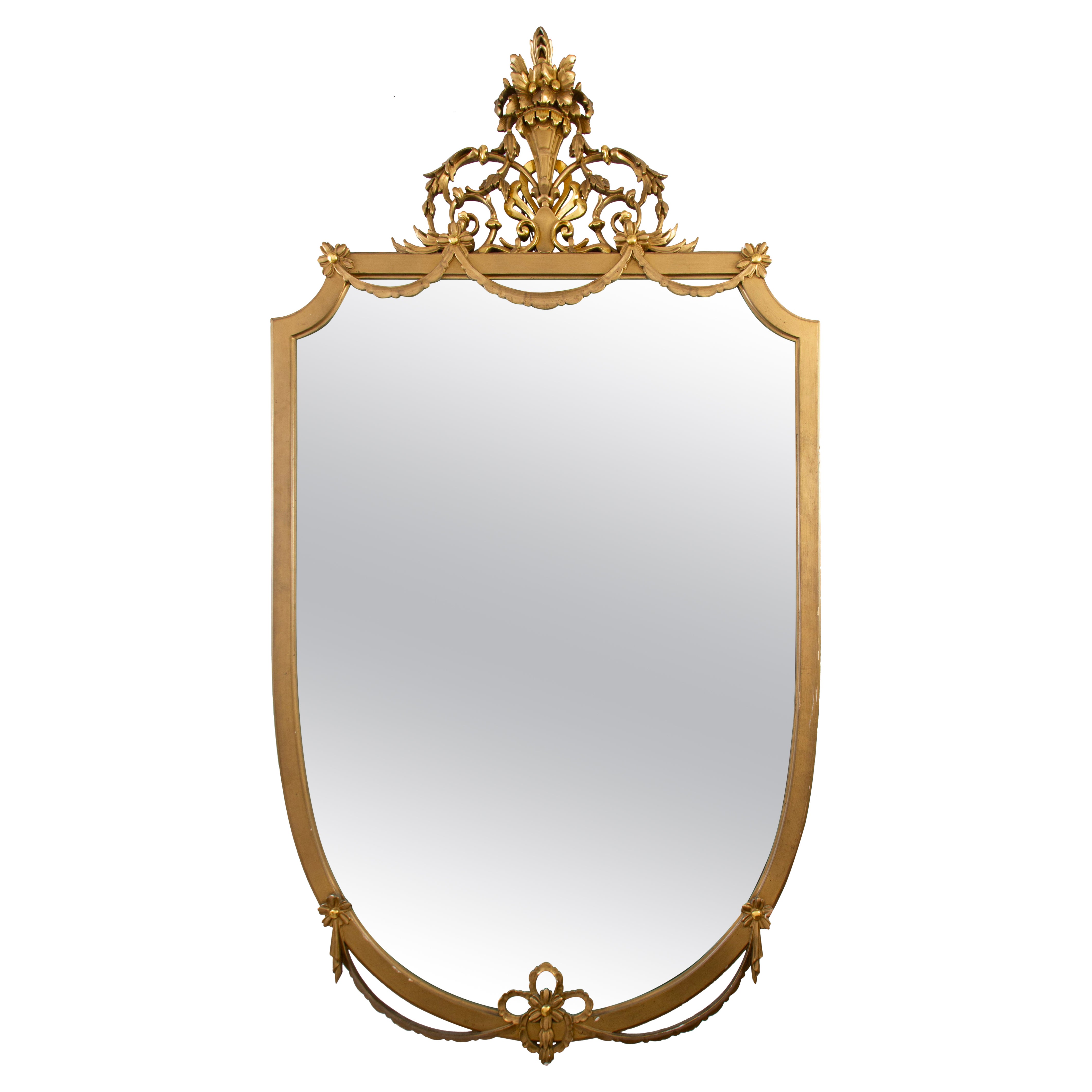 Elegant Mid -Century Italian Gilt-wood Mirror, 1950'