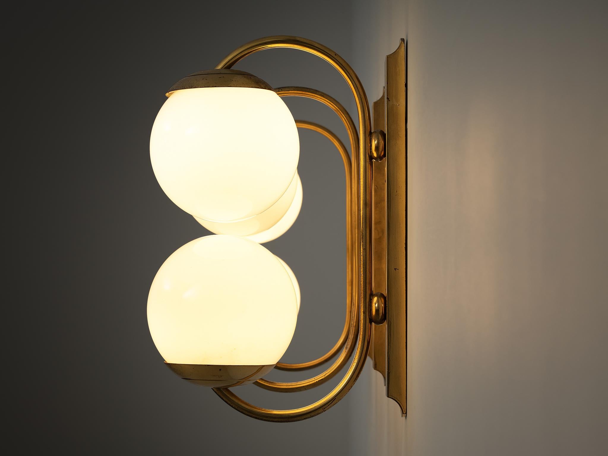 Elegante italienische Wandleuchten aus der Mitte des Jahrhunderts aus Messing und Glas