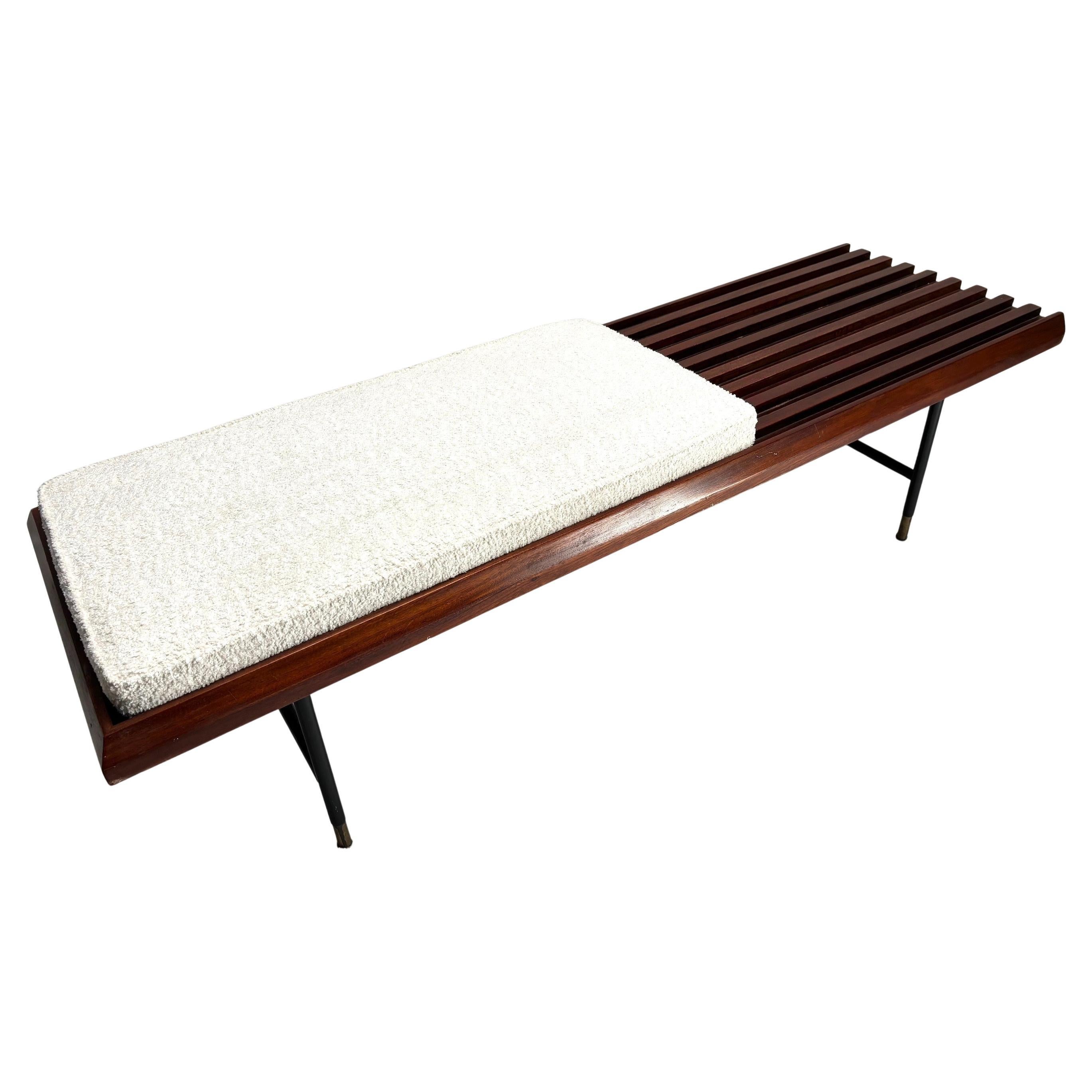 Elegante italienische Holzbank aus der Mitte des Jahrhunderts, Dassi, 1950er Jahre
