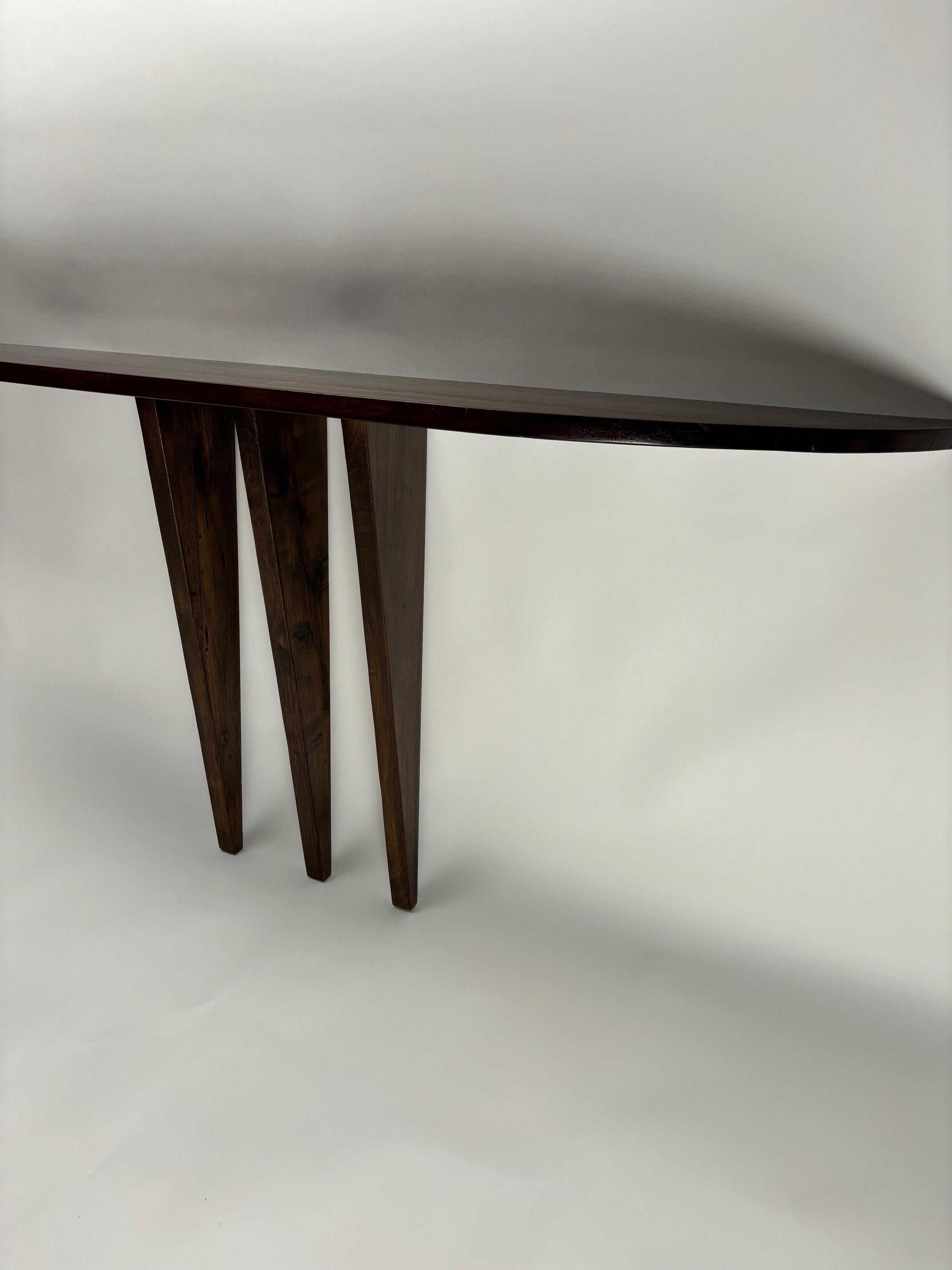 Elegant Mid-Century Italian Wooden Wall Mounted Console Table, Ulrich Style, 195 In Good Condition For Sale In Argelato, BO