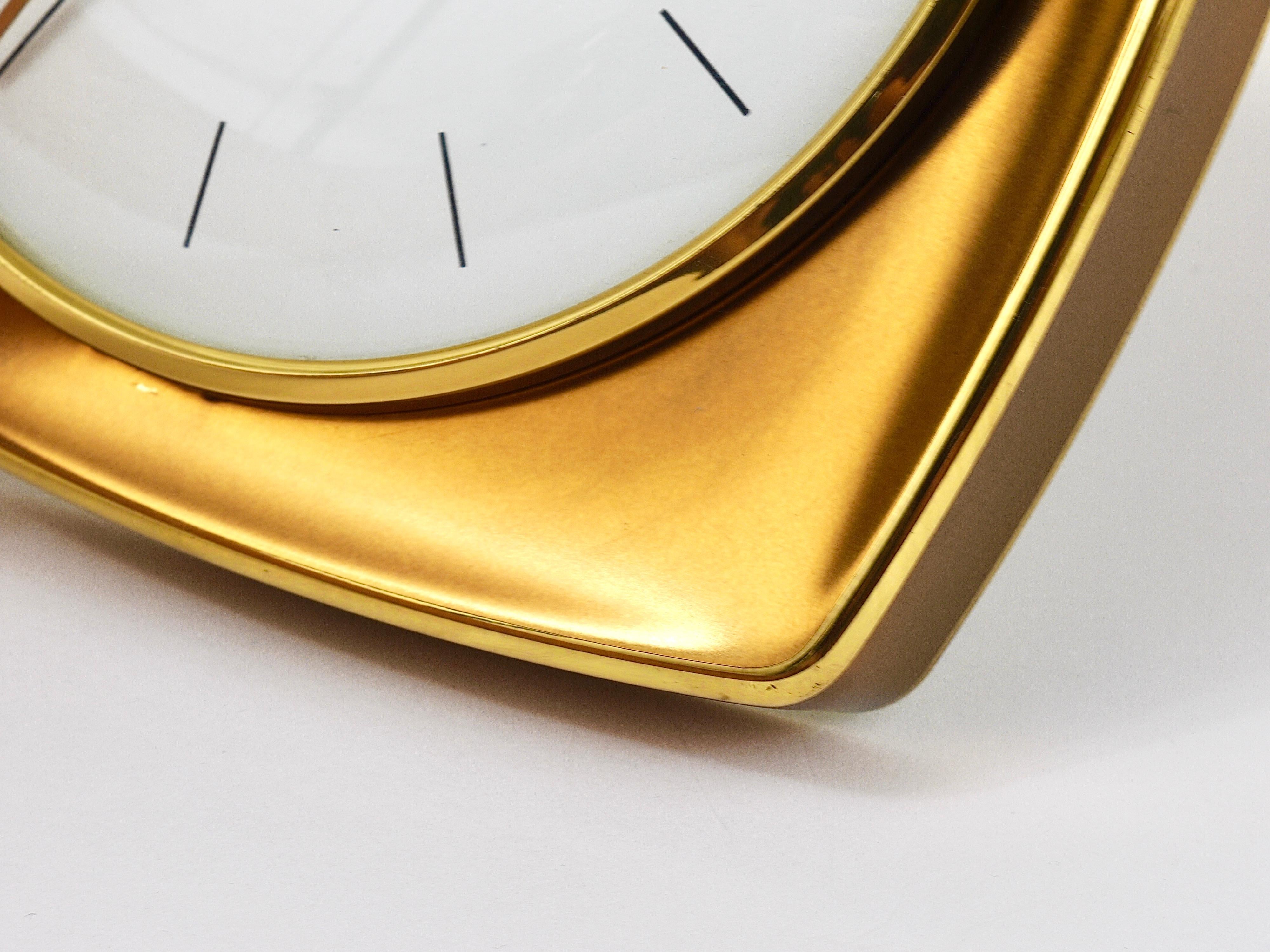 Polished Elegant Mid-Century Junghans Ato-Mat Gold & Brass Wall Clock, Germany, 1950s