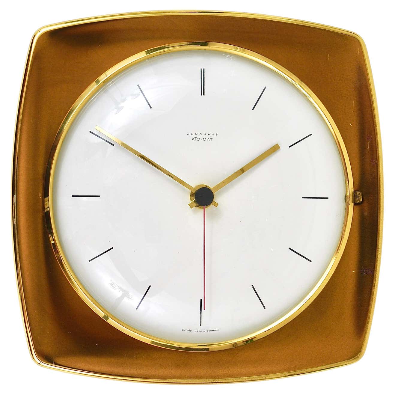 Elegant Mid-Century Junghans Ato-Mat Gold Brass Wall Clock, Germany ...