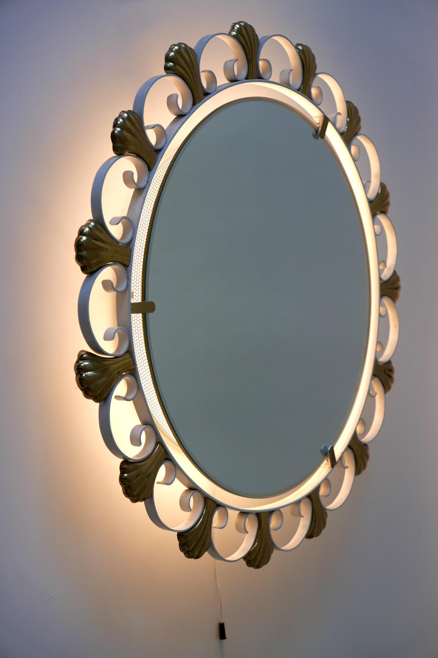 Elegant Mid-Century Modern Backlit Wall Mirror by Hillebrand, 1960s, Germany For Sale 6