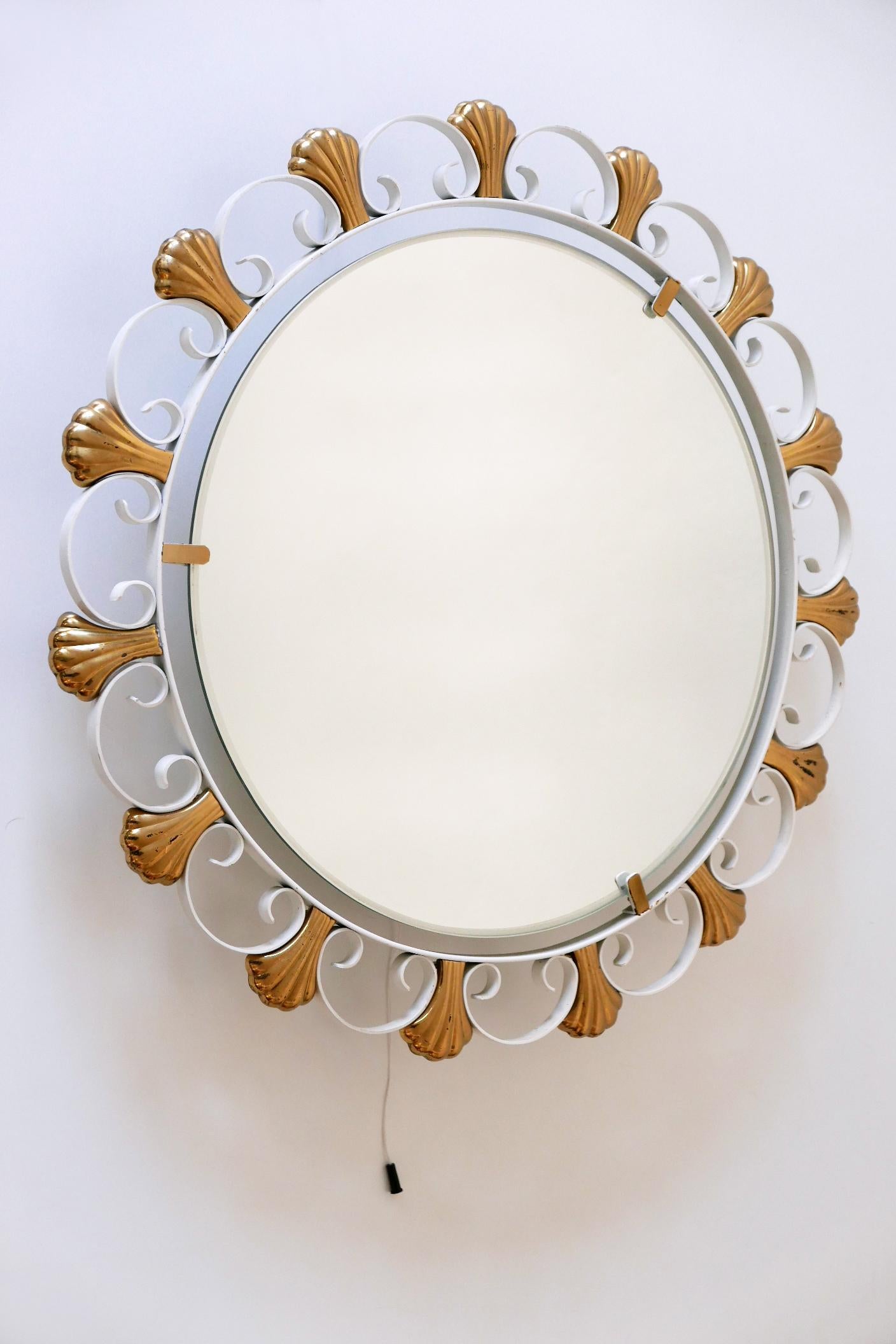 Enameled Elegant Mid-Century Modern Backlit Wall Mirror by Hillebrand, 1960s, Germany For Sale