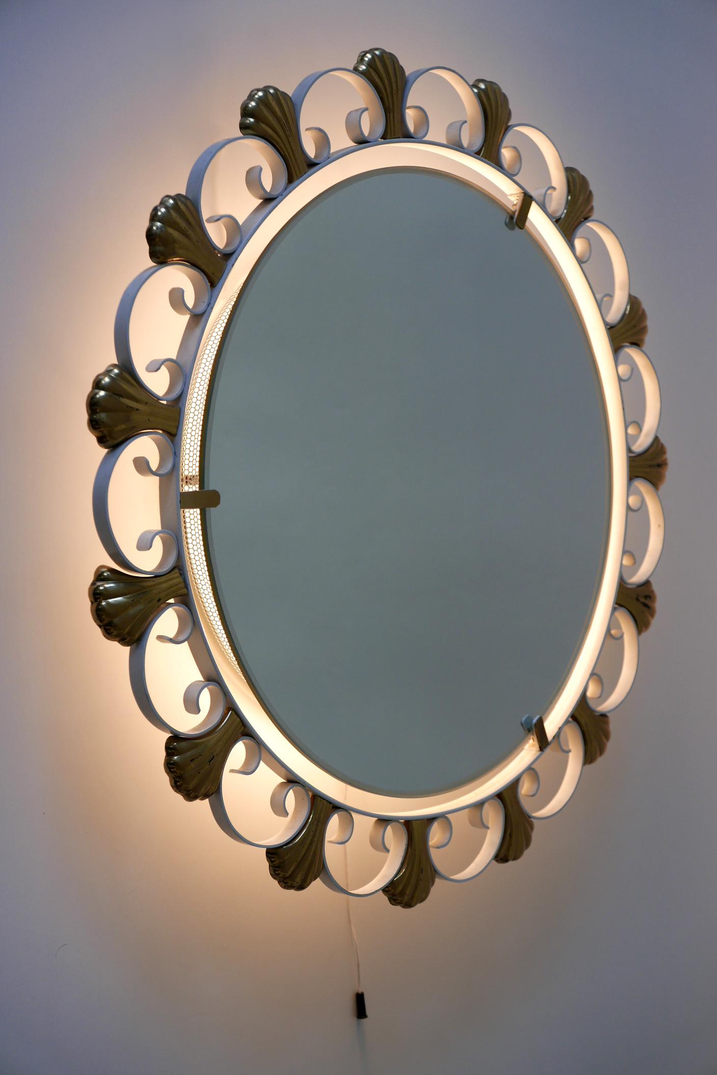 Elegant Mid-Century Modern Backlit Wall Mirror by Hillebrand, 1960s, Germany For Sale 4