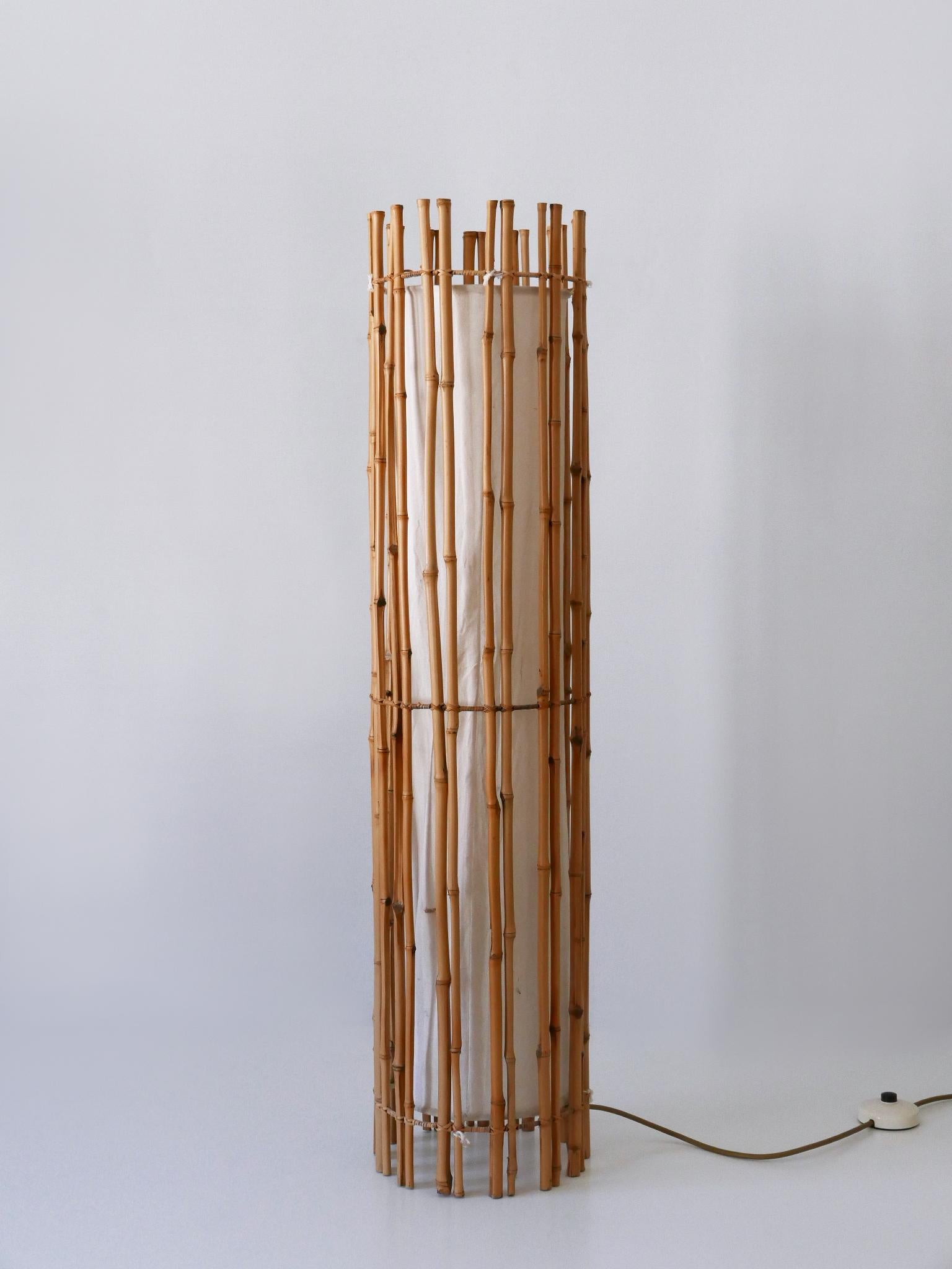 Elegant Mid Century Modern Bamboo Floor Lamp by Louis Sognot France 1960s For Sale 3