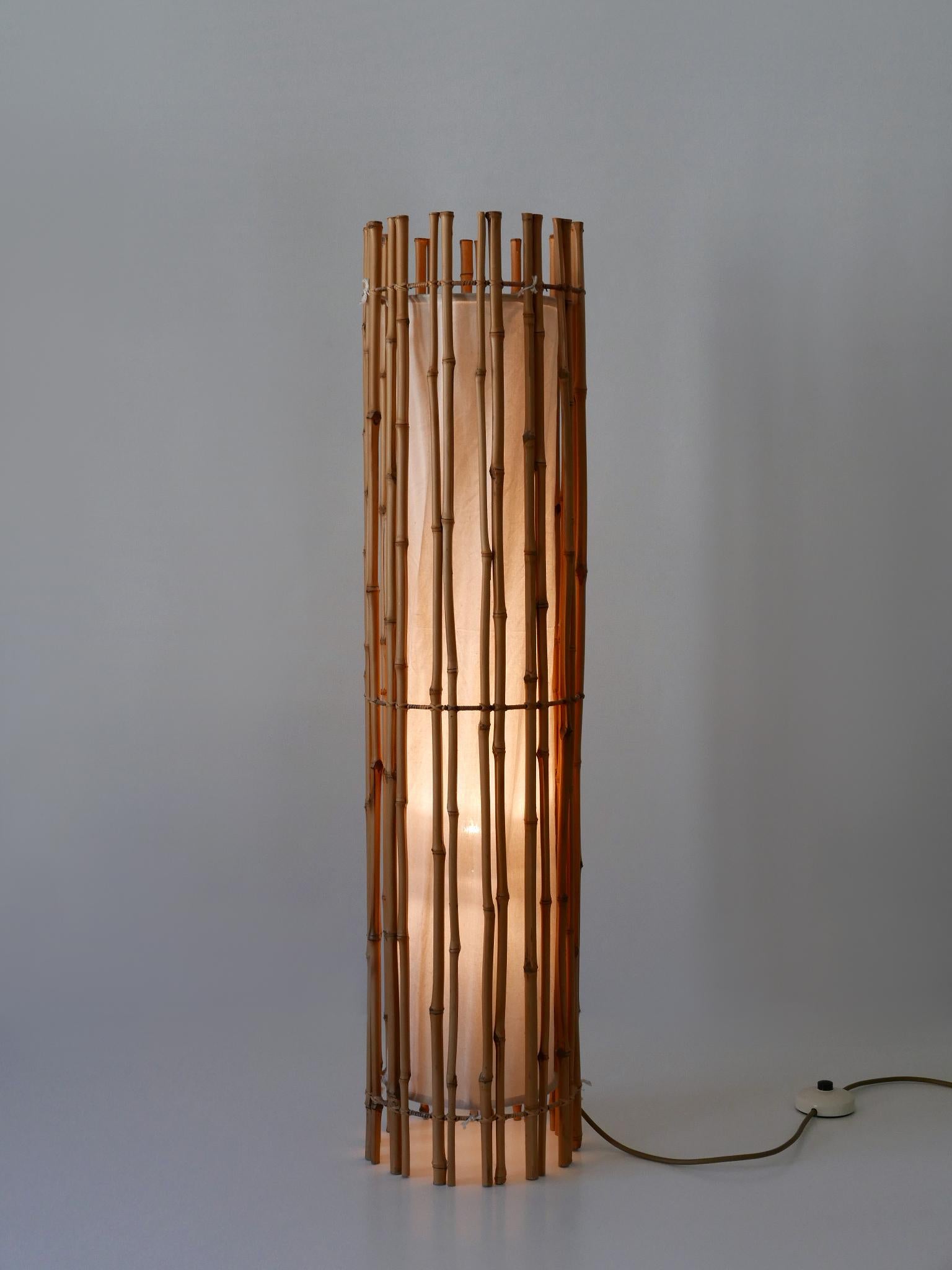 Elegant Mid Century Modern Bamboo Floor Lamp by Louis Sognot France 1960s For Sale 4