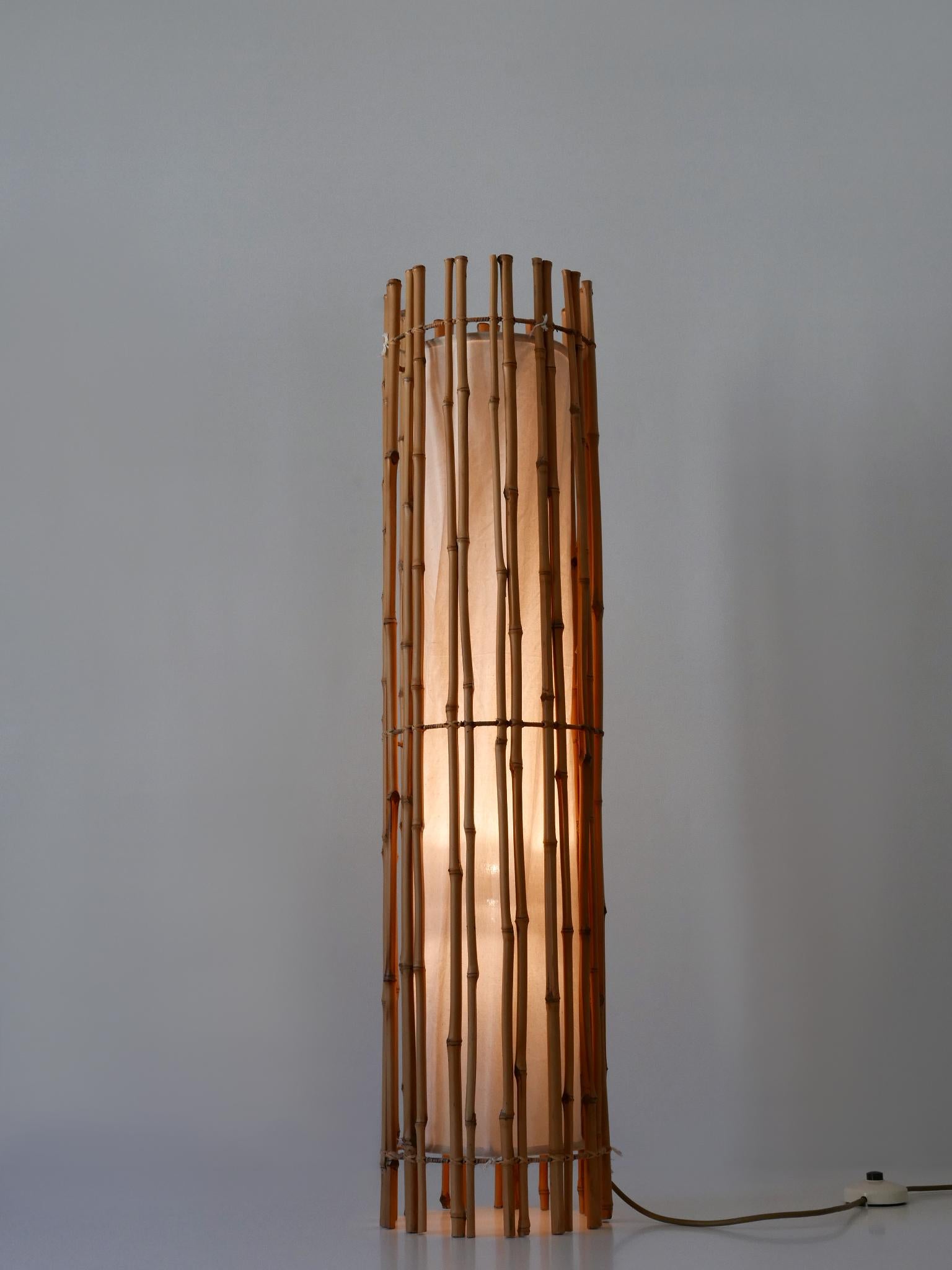 Elegant Mid Century Modern Bamboo Floor Lamp by Louis Sognot France 1960s For Sale 6
