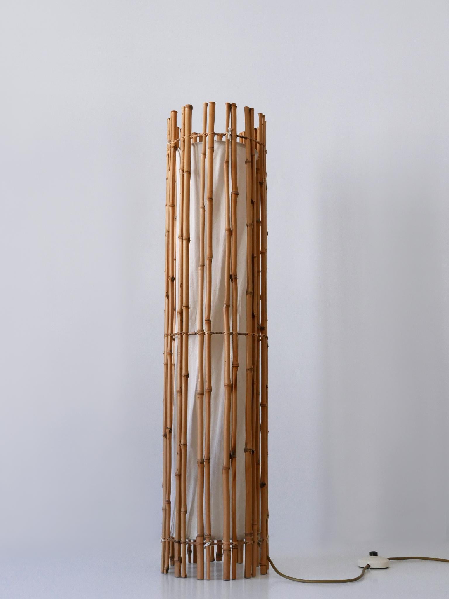 Elegant Mid Century Modern Bamboo Floor Lamp by Louis Sognot France 1960s For Sale 7