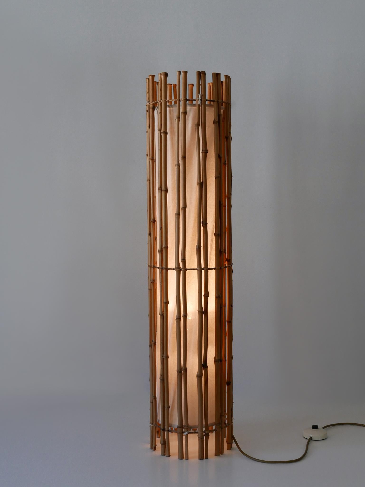 Elegant Mid Century Modern Bamboo Floor Lamp by Louis Sognot France 1960s For Sale 8
