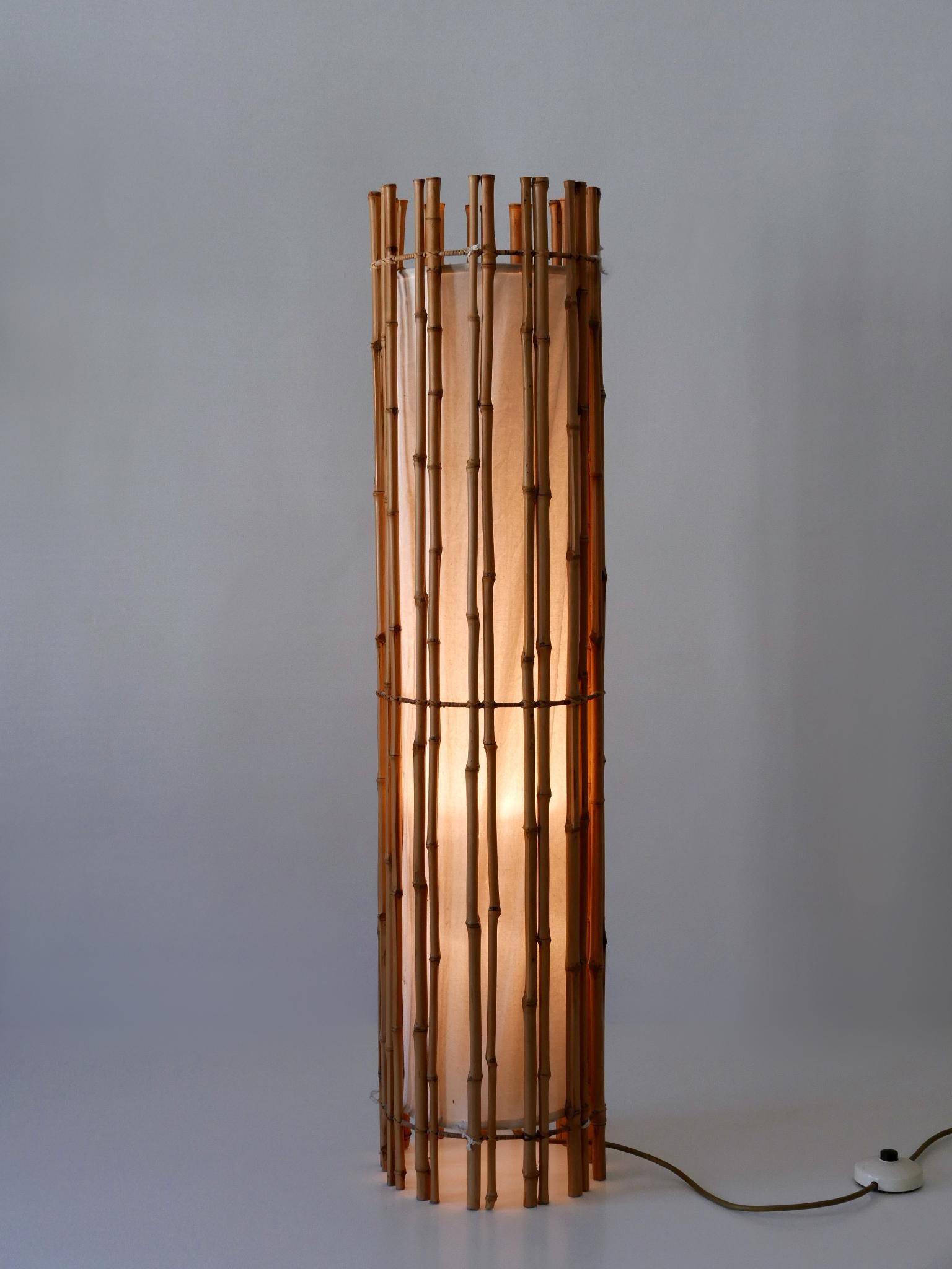 French Elegant Mid Century Modern Bamboo Floor Lamp by Louis Sognot France 1960s For Sale