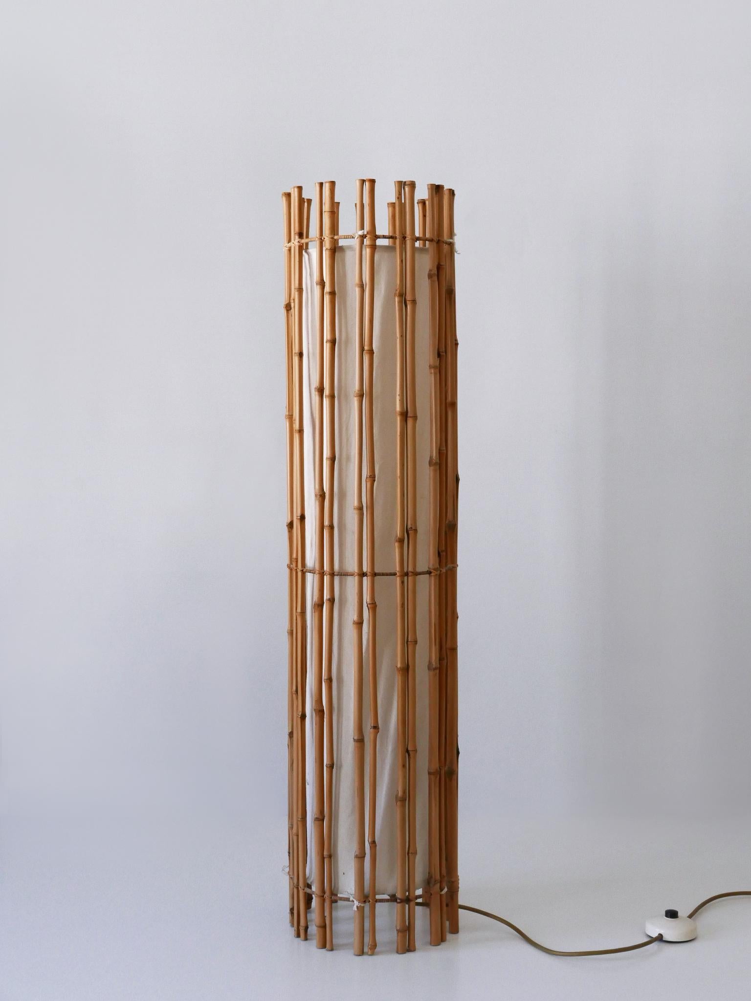 Mid-20th Century Elegant Mid Century Modern Bamboo Floor Lamp by Louis Sognot France 1960s For Sale