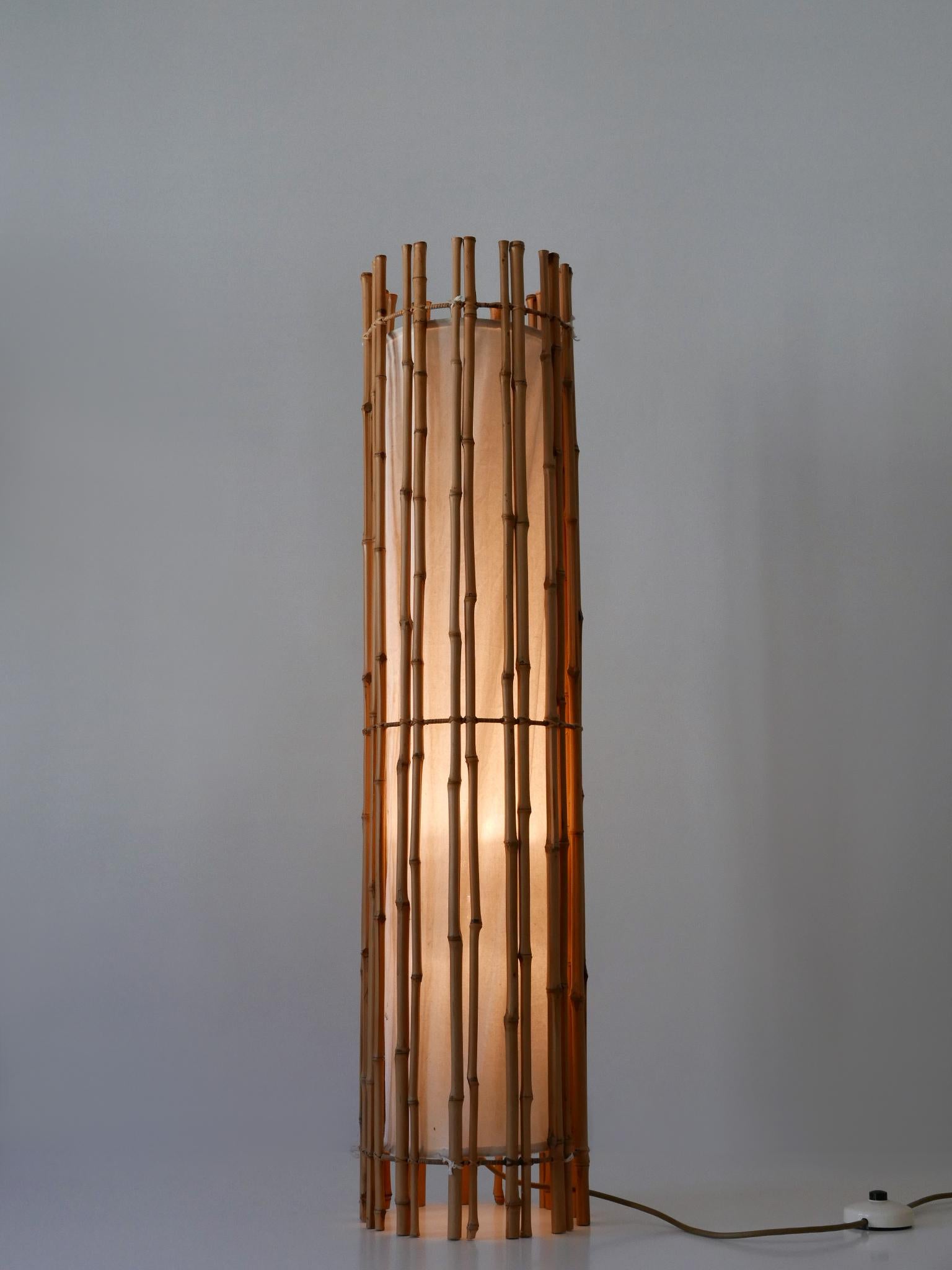 Metal Elegant Mid Century Modern Bamboo Floor Lamp by Louis Sognot France 1960s For Sale