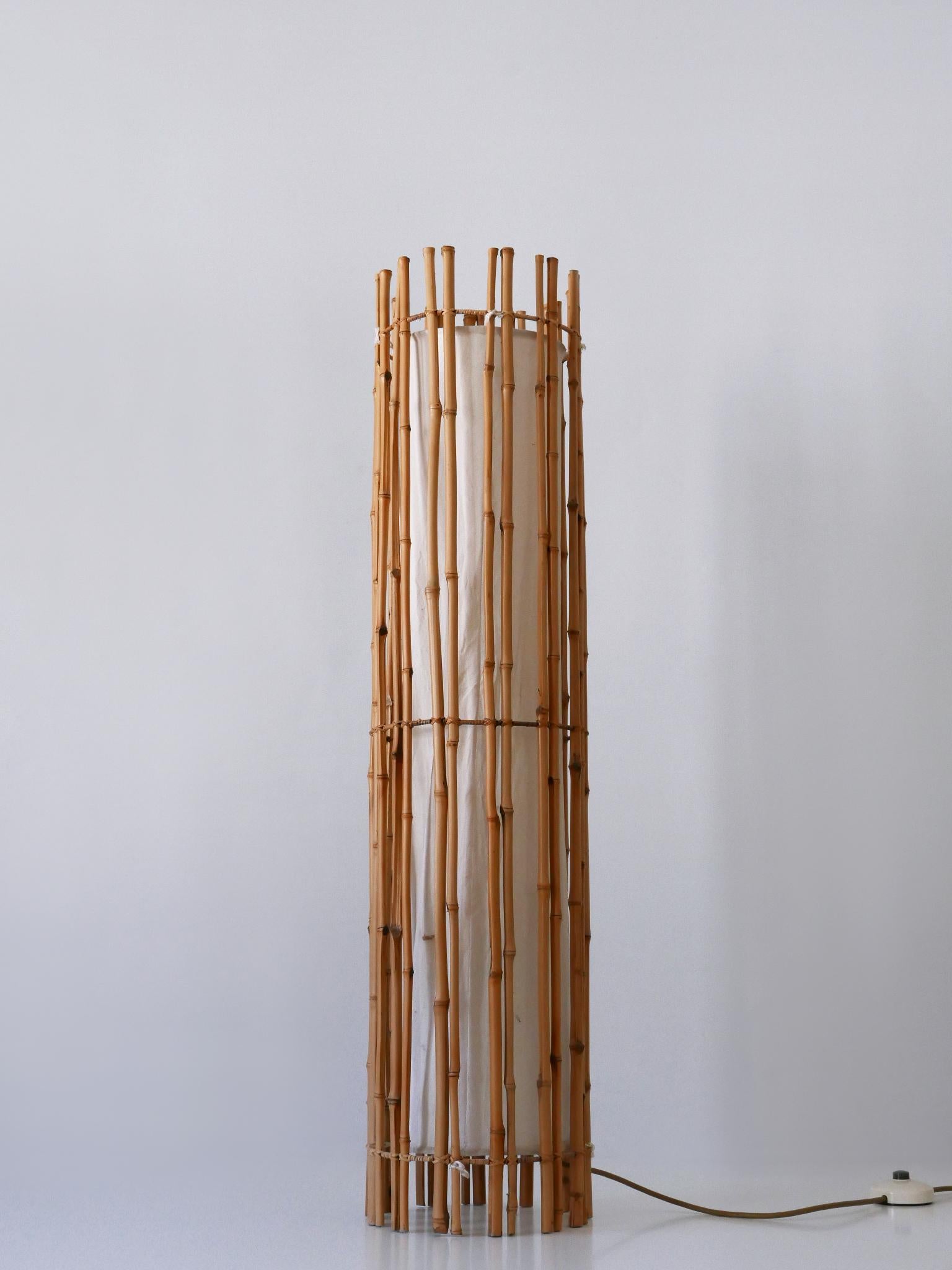 Elegant Mid Century Modern Bamboo Floor Lamp by Louis Sognot France 1960s For Sale 1
