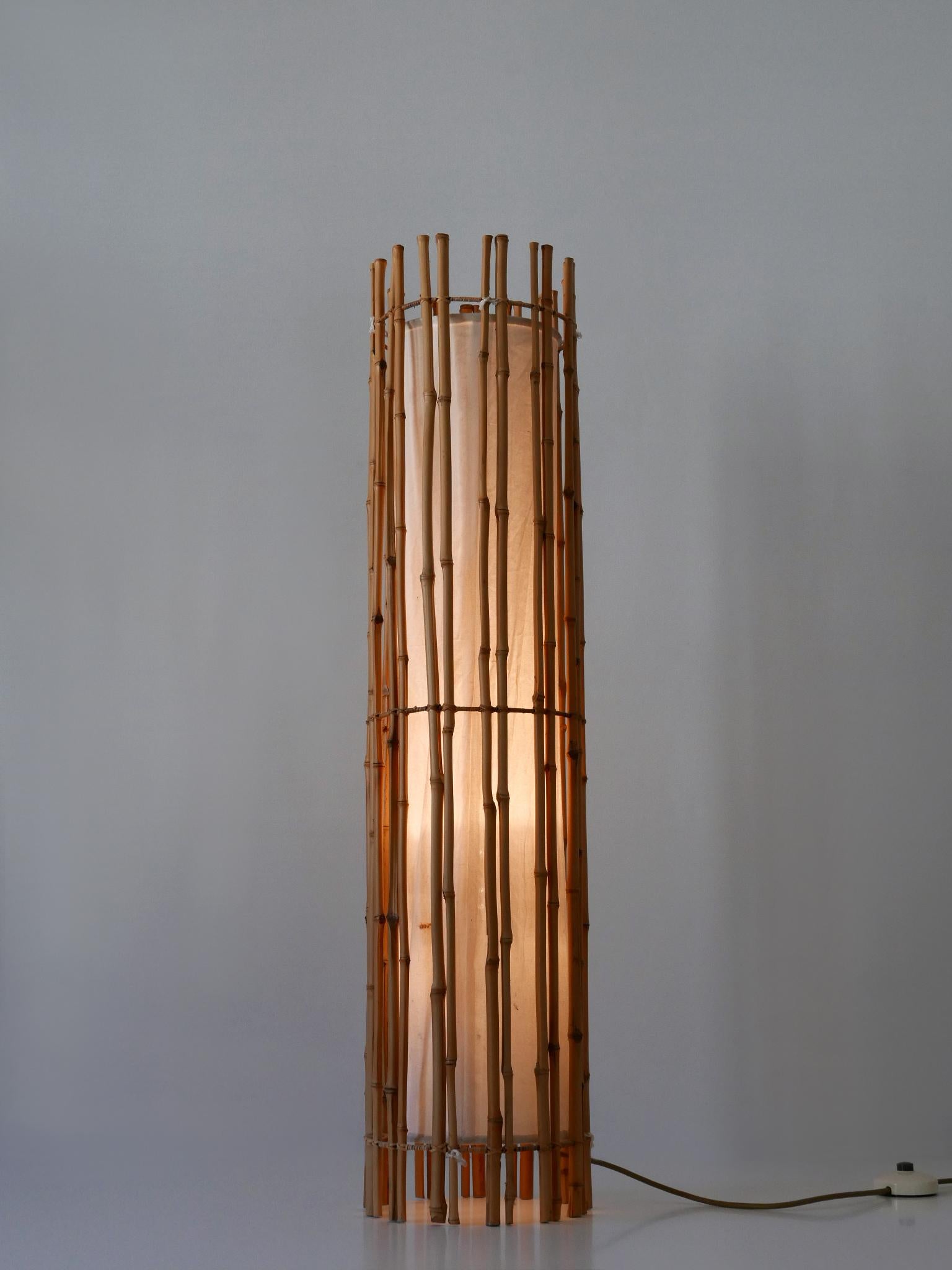 Elegant Mid Century Modern Bamboo Floor Lamp by Louis Sognot France 1960s For Sale 2