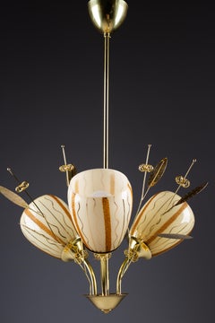 Eleganza del lampadario in ottone della metà del secolo scorso di Itsu, Finlandia, 1950